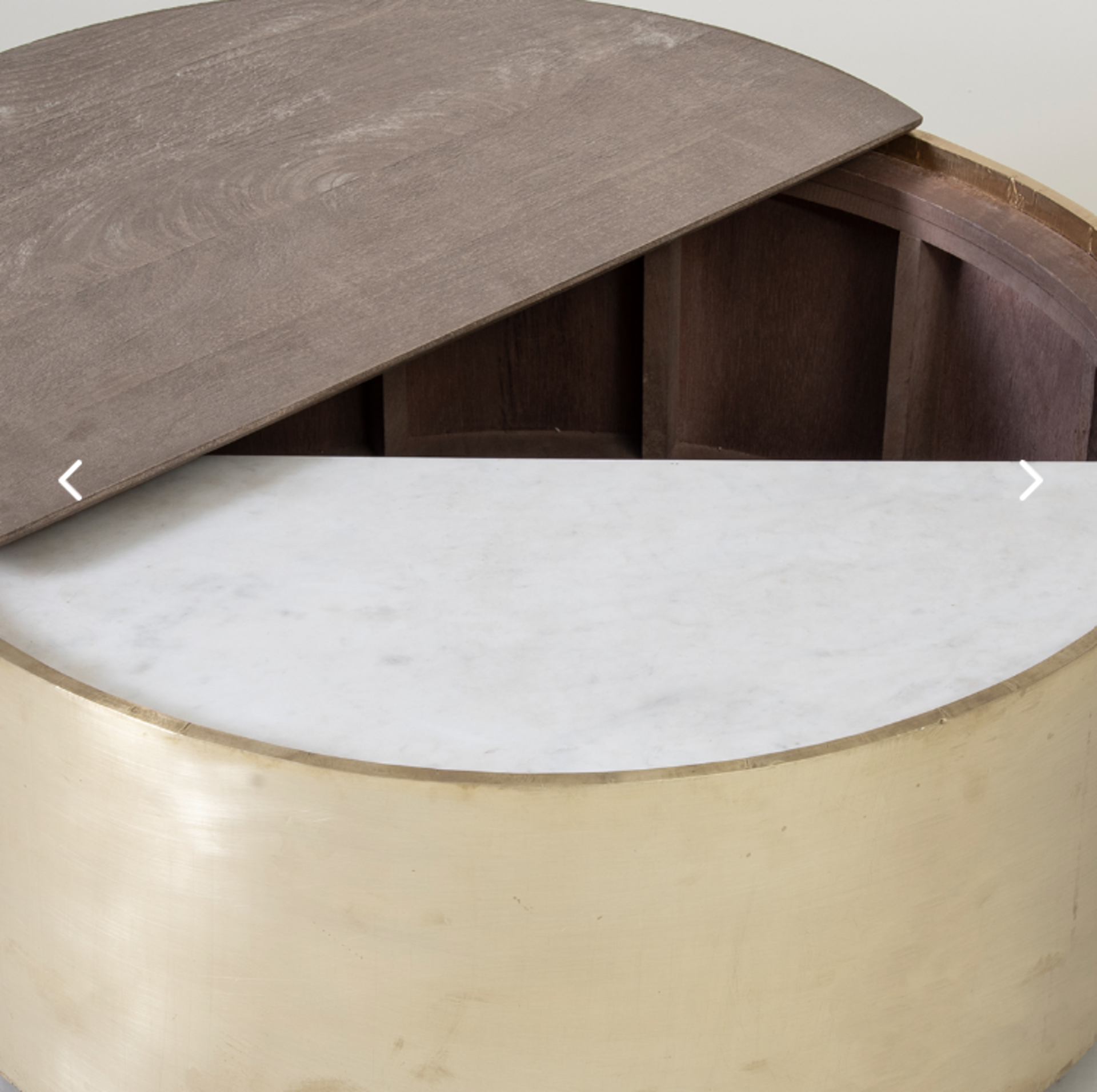 Rossi Coffee Table, Sandblasted Grey Mango Wood, Brass & White Marble. RRP £599.00. - SR5. The Rossi - Image 2 of 2