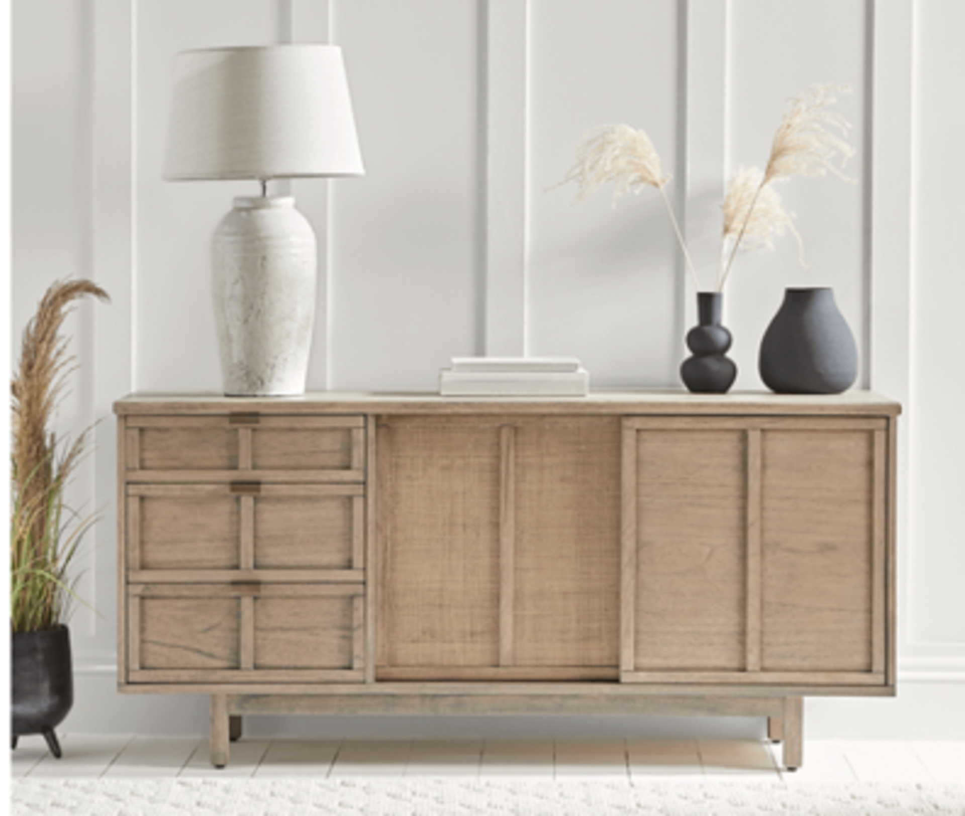 Boren Sideboard. RRP £1,500.00. - SR5. Behind two sliding doors can be found ample space for stowing