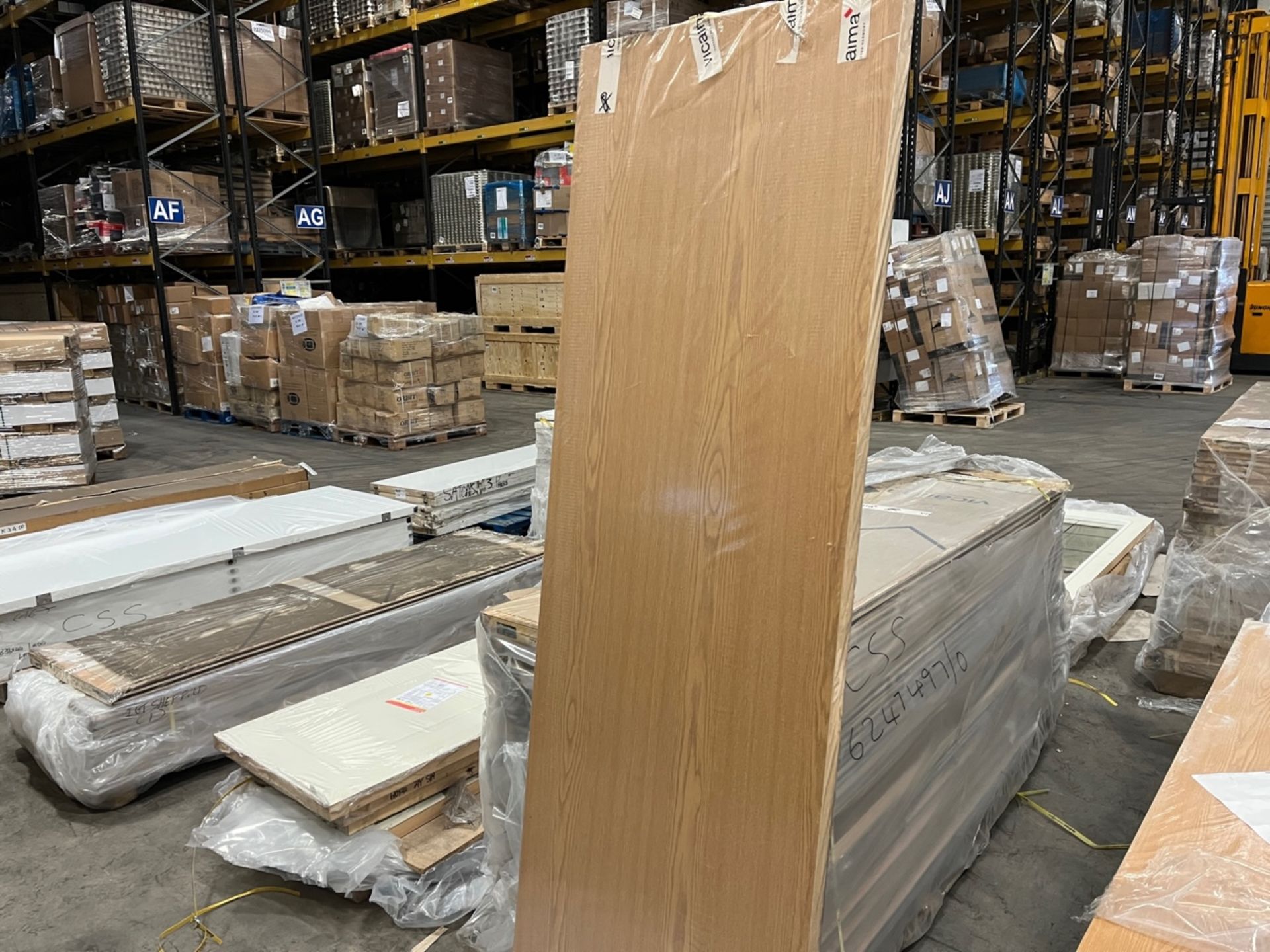 PALLET TO CONTAIN 20 X BRAND NEW VICAIMA DARK OAK SOLID WOODEN FIRE DOORS 78 X 24.8 X 1.7 INCHES