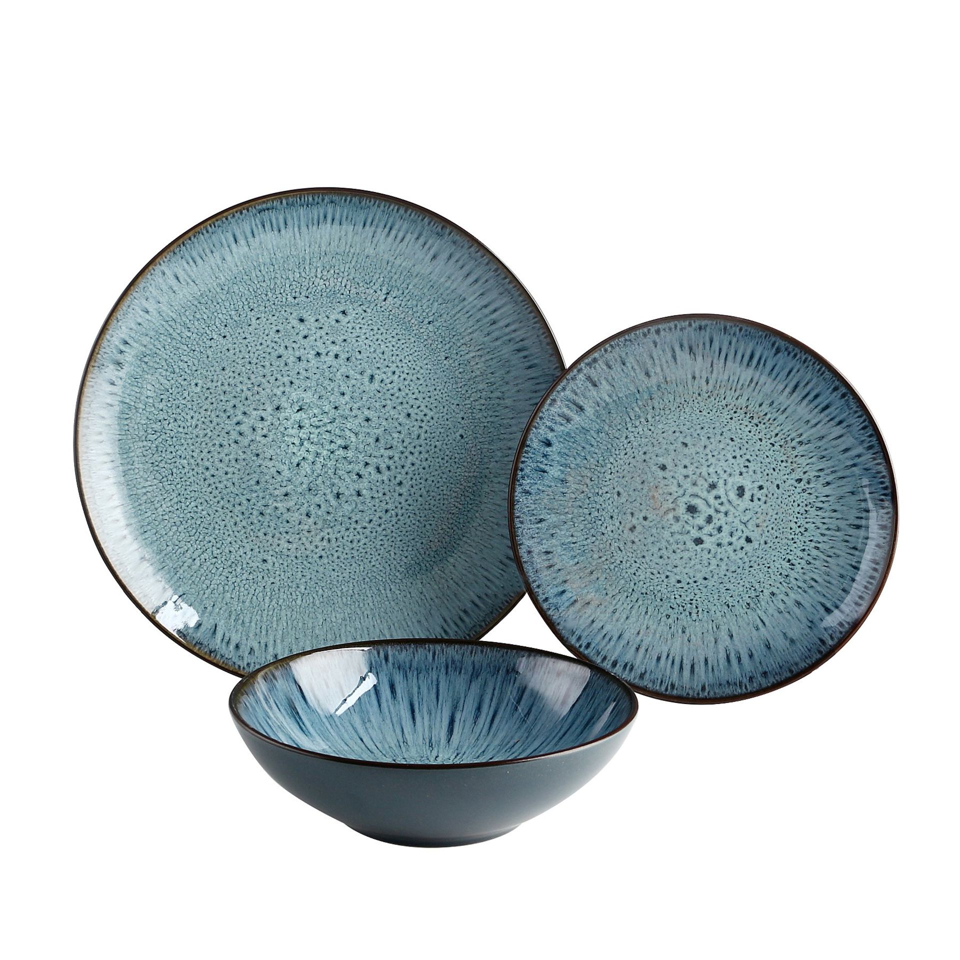 Reactive Glaze 12 Piece Dinner Set Blue ZO418401 RRP £ 55