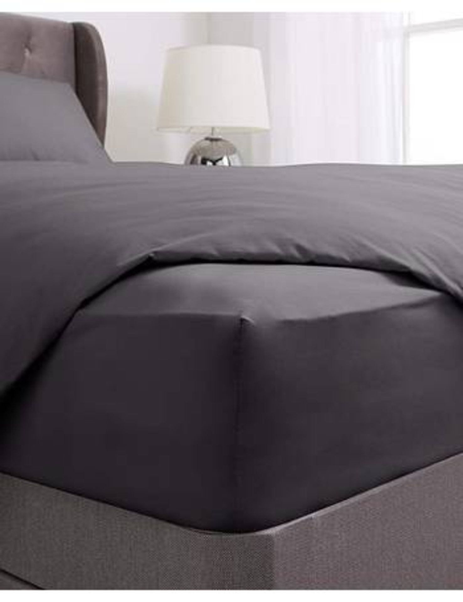 100% Cotton Percale 200 Thread Count Extra Deep Fitted Sheet,single, charcoal EP739017 RRP £ 16