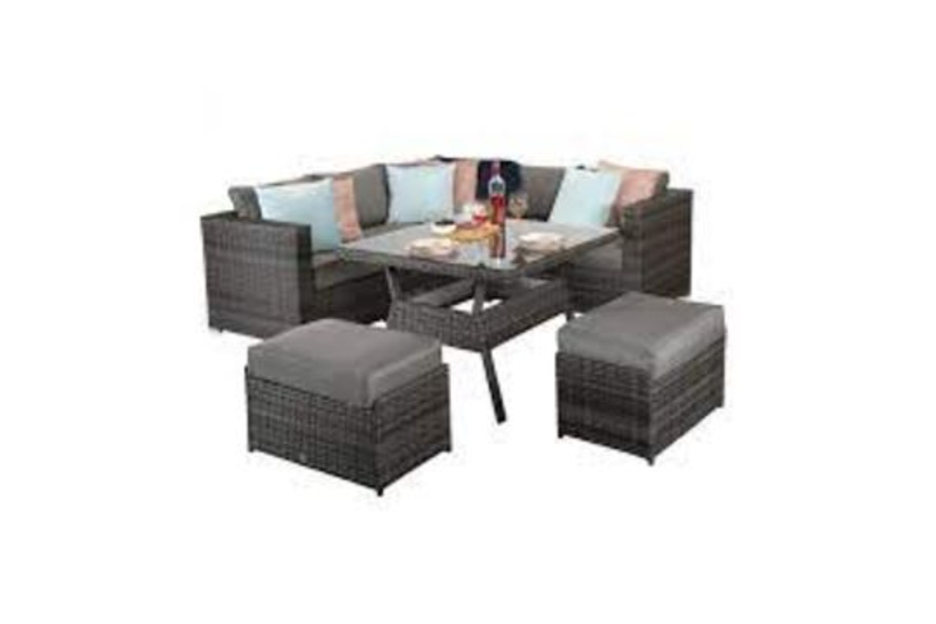 New & Boxed Luxury Signature Weave Garden Furniture Georgia brown Natural Corner Dining Set. RRP £1, - Image 2 of 3