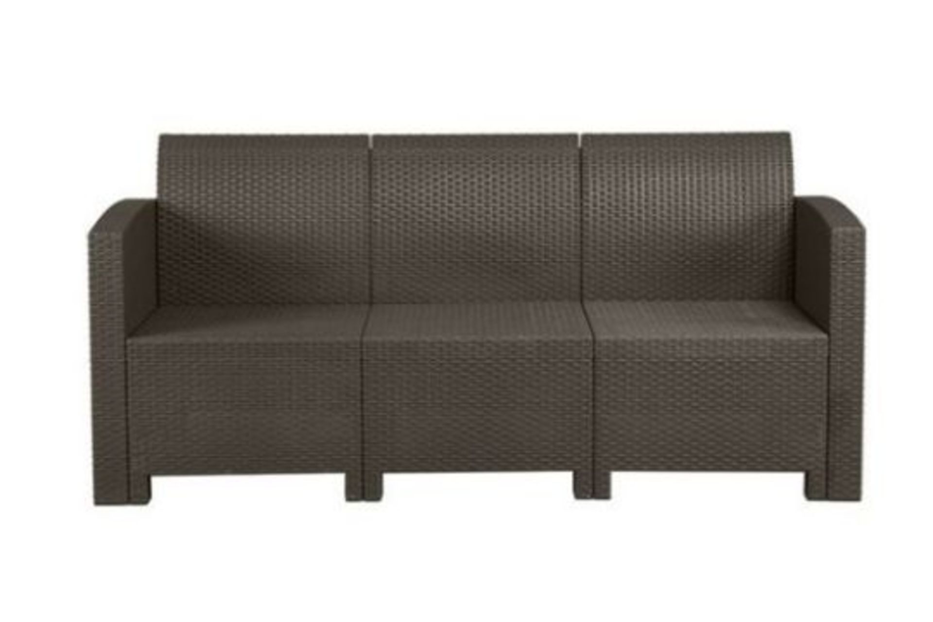 New Boxed Marbella 3-Seater Rattan-Effect Sofa in Brown. RRP £399.99. With a unique modern finish, - Image 3 of 4