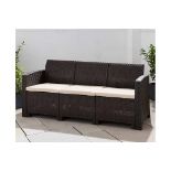 New Boxed Marbella 3-Seater Rattan-Effect Sofa in Brown. RRP £399.99. With a unique modern finish,
