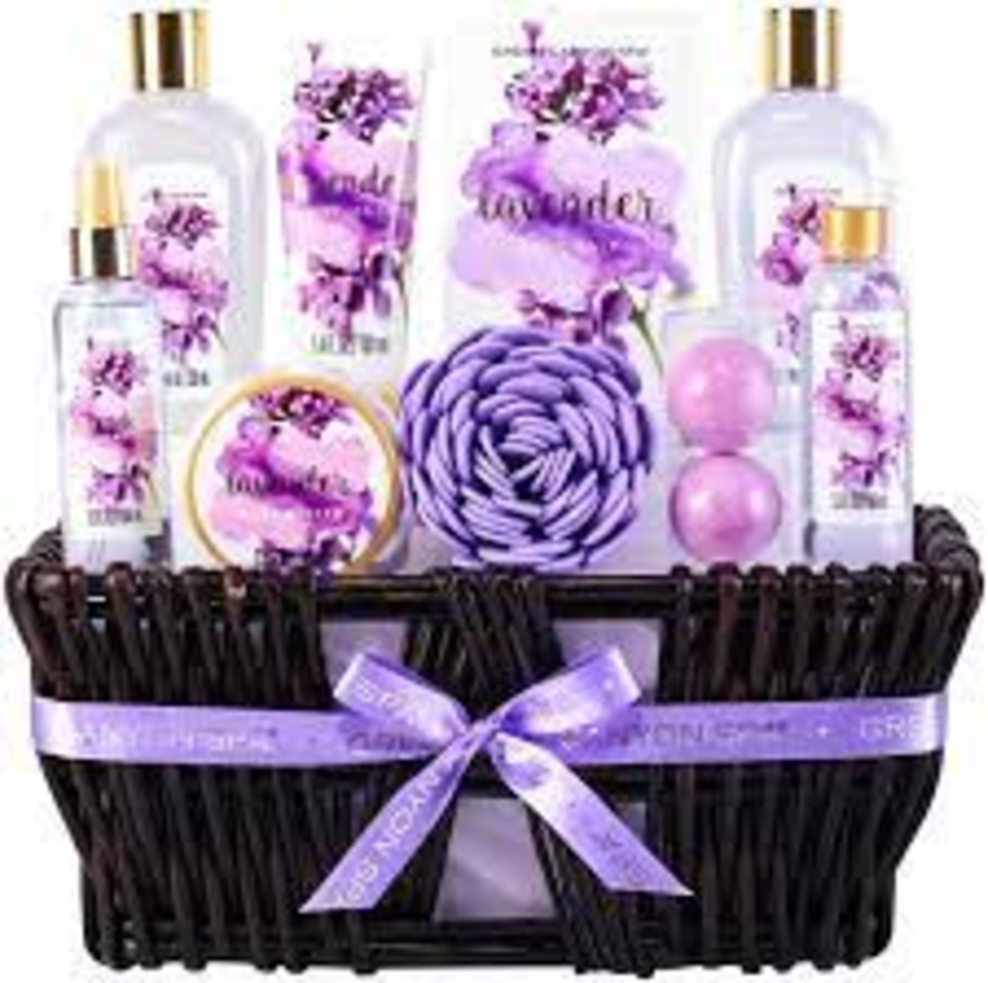 2 X NEW PACKAGED GREEN CANYON SPA Spa Gift Baskets for Women (GCS-BP-019-1)-12 Pcs Lavender Bath