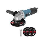 2 X NEW BOXED WESCO 900W Angle Grinder Tool, 11000RPM 115mm, 3 Metal Grinding Wheels WS4751.2