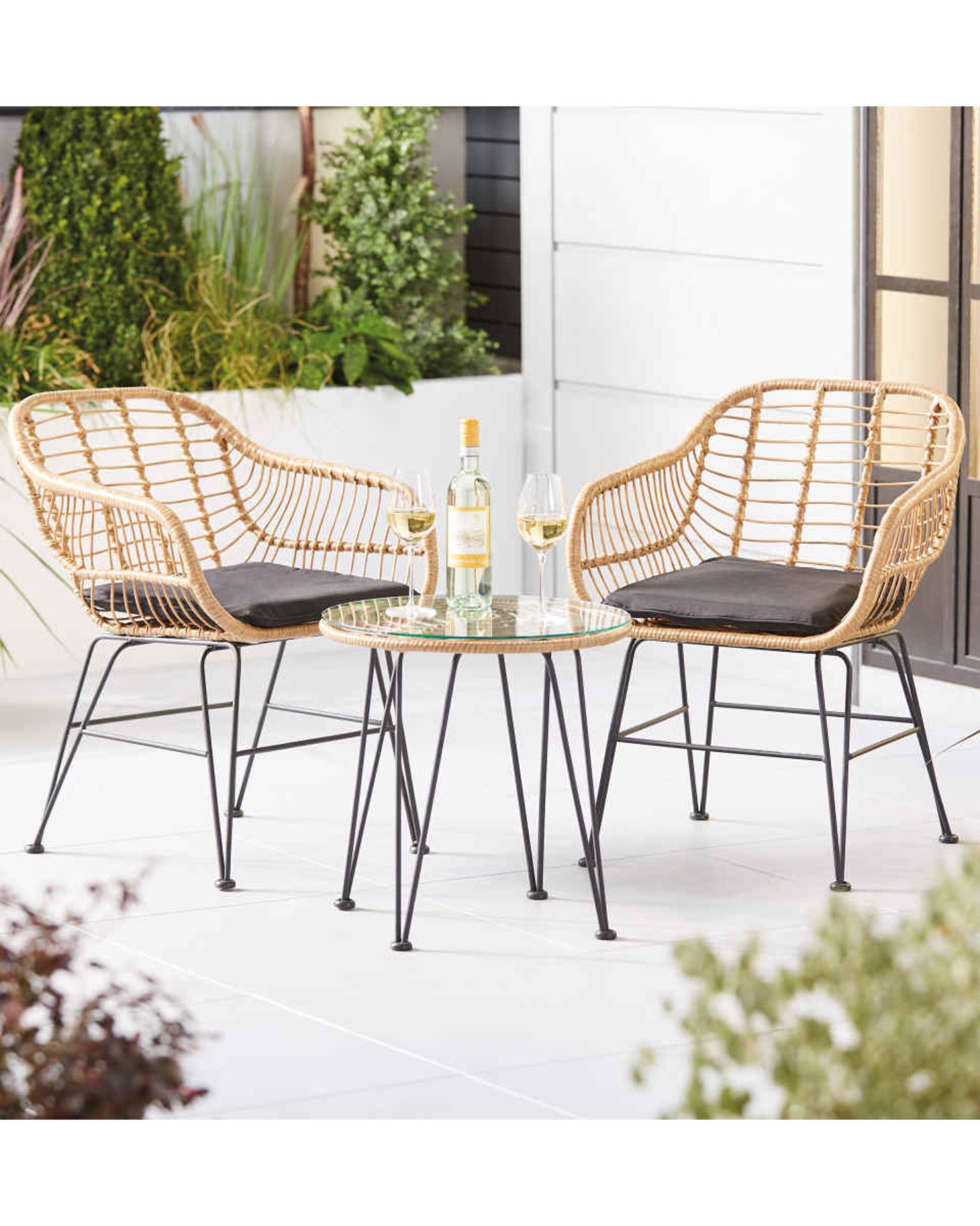 Bamboo Style Rattan Bistro Set. - H/ST. Enjoy your balcony view whilst relaxing on this stunning - Image 2 of 3