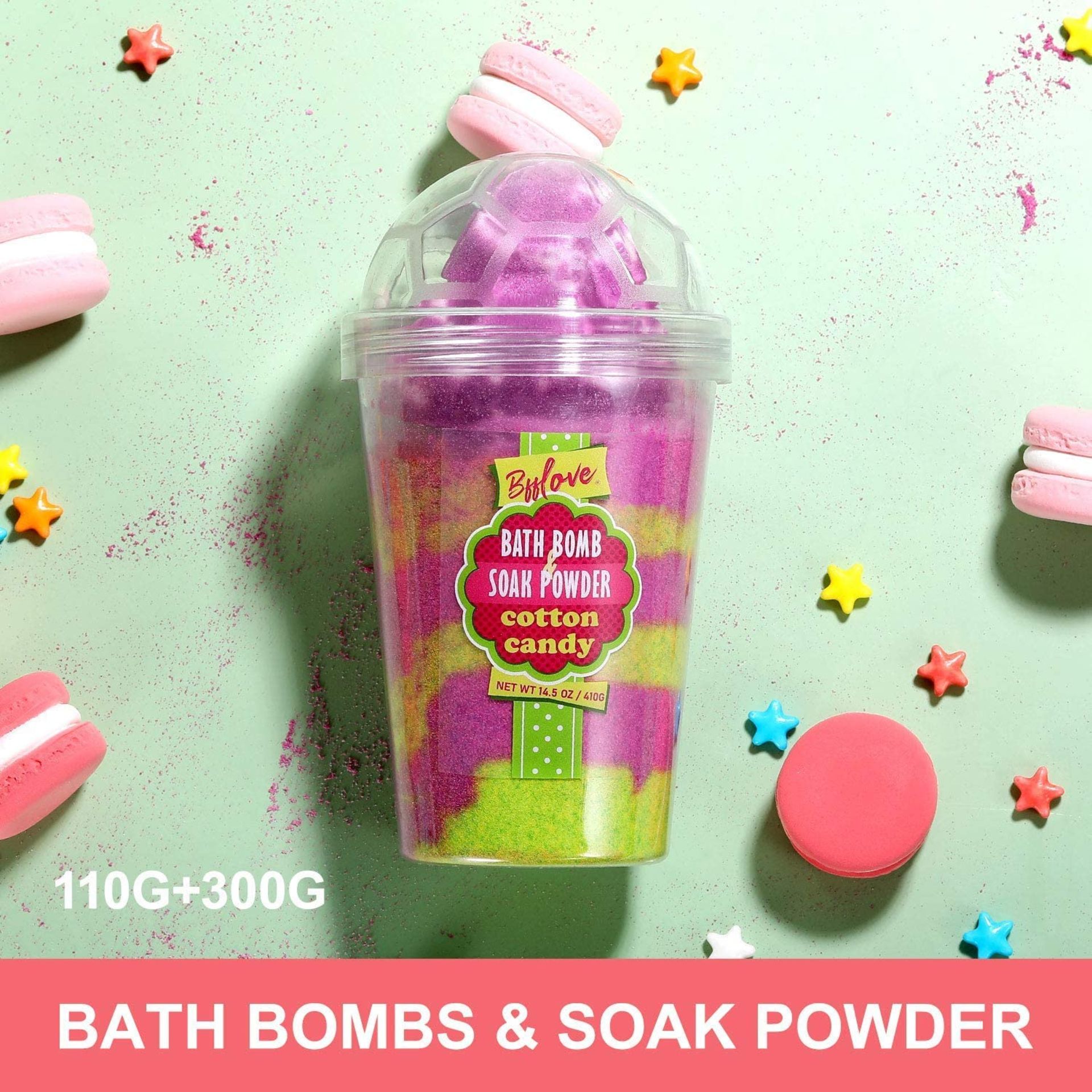 TRADE LOT 96 X NEW PACKAGED COTTON CANDY BATHBOMB & SOAK POWDER SET. (SKUBFF-BP-038) Bath Bombs - Image 2 of 2