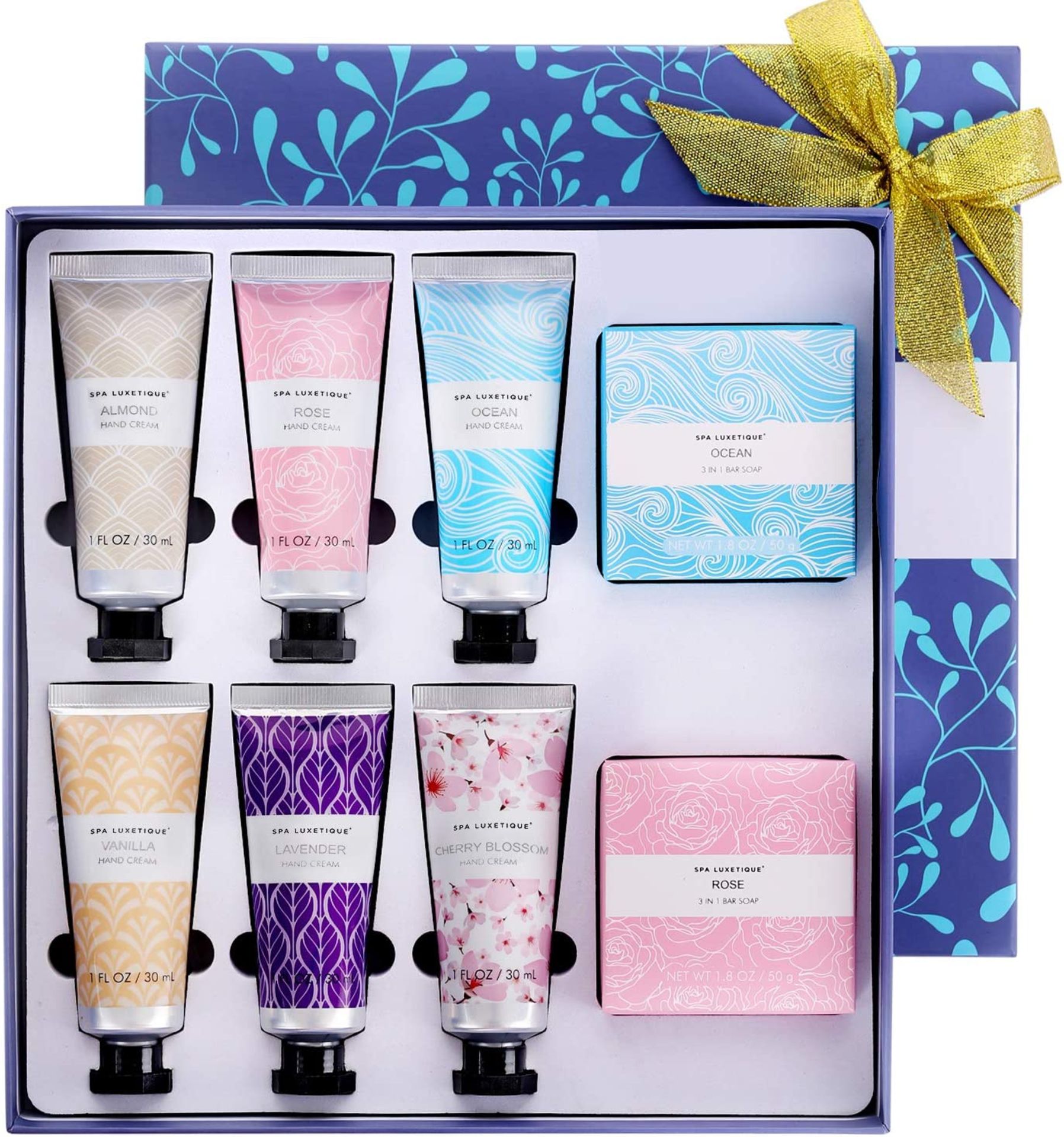 TRADE LOT 32 X NEW BOXED 8 PIECE SPA LUXETIQUE SHEA BUTTER HAND CREAM GIFT SETS (SPA-8). ? Spa