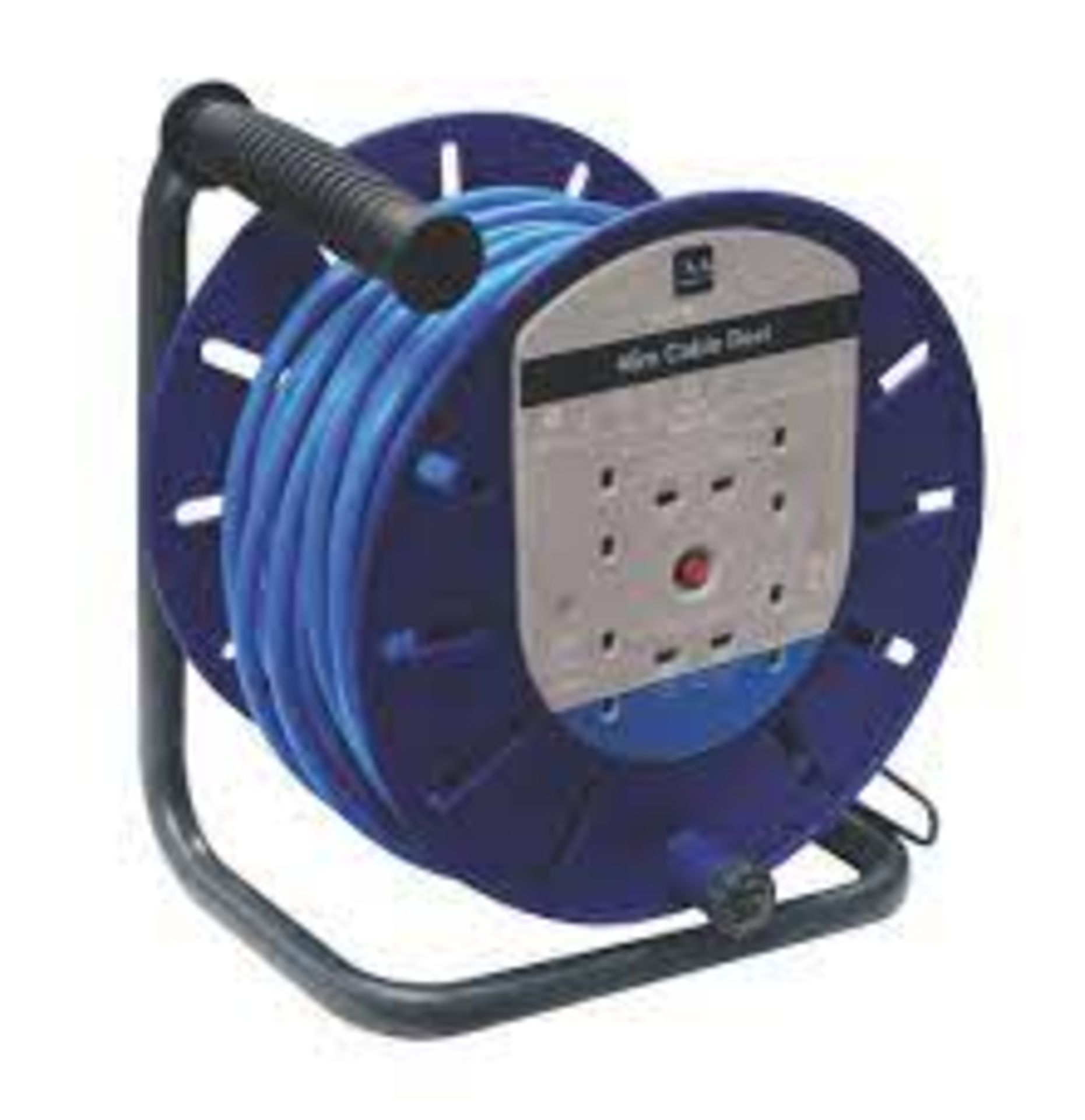 2 X NEW BOXED MASTERPLUG 45M CABLE REEL. WORK POWER. 4 SOCKET. 45M CABLE. 13 AMPS WITH THERMAL CUT