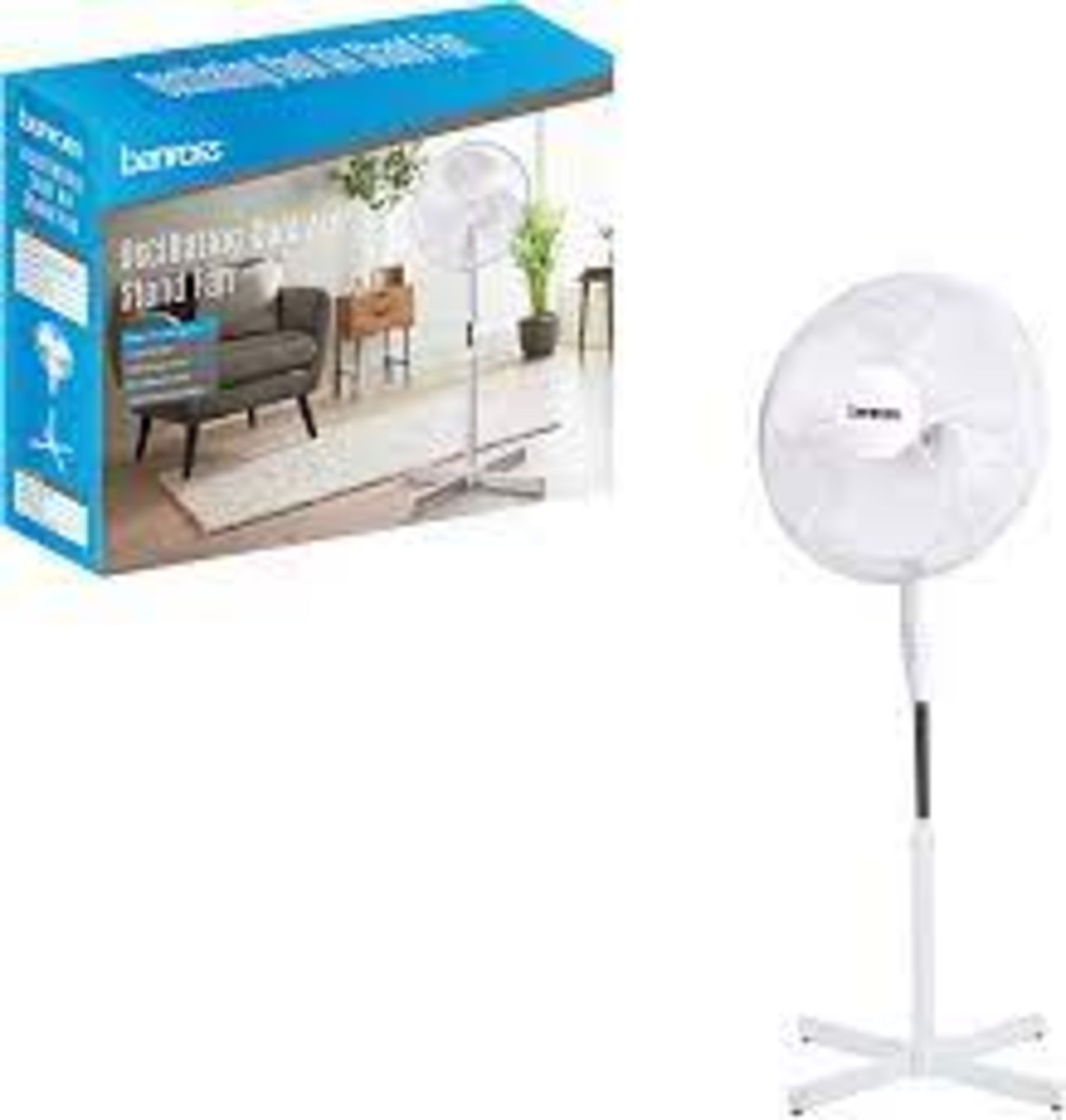 4 X Benross 43930 16-Inch Standing Fan / Oscillating & Tilting Functions / 3 Speed Controls / Safe