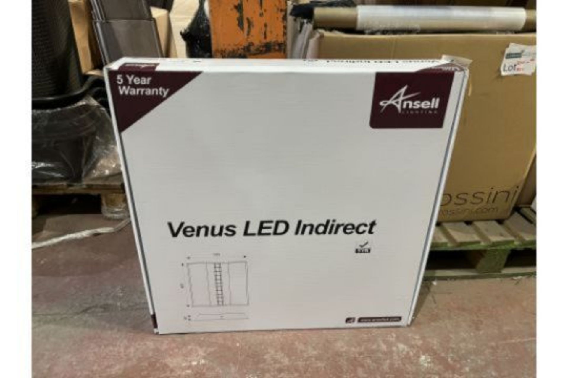 PALLET TO CONTAIN 20 x NEW BOXED ANSELL Venus 4K LED indirect Light LED Ceiling Panel 600x600mm.