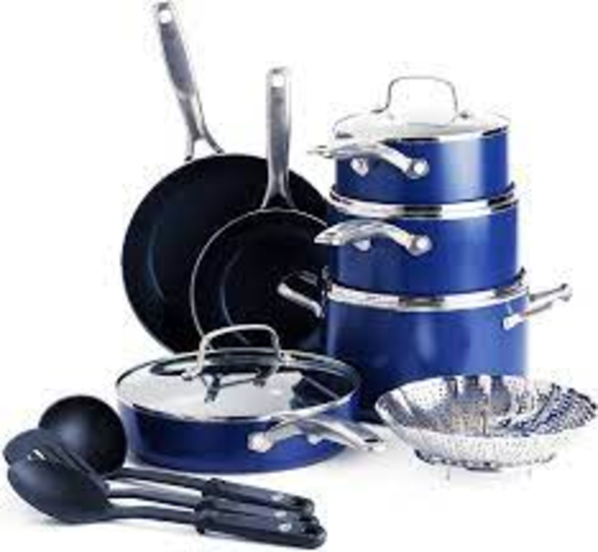 Blue Diamond 14 Piece Cookware Pots and Pans Set - R10BW