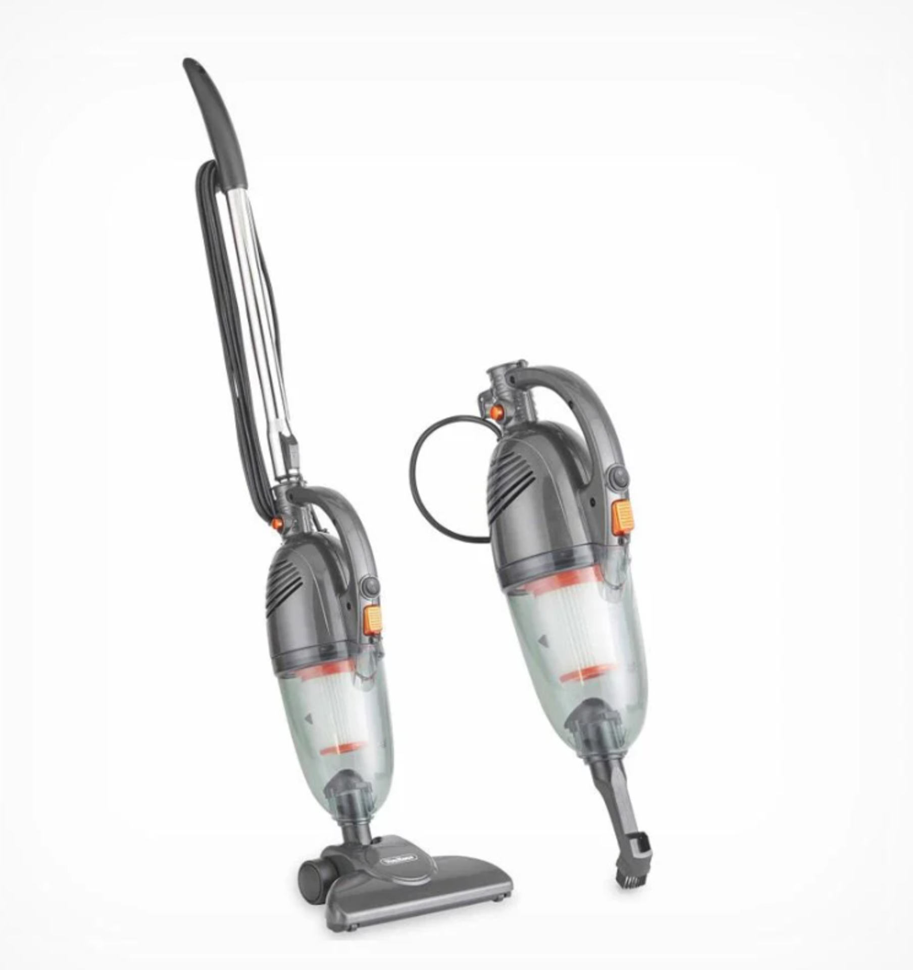 800W Grey 2 in 1 Stick Vacuum. Featuring a super lightweight construction and a low profile base