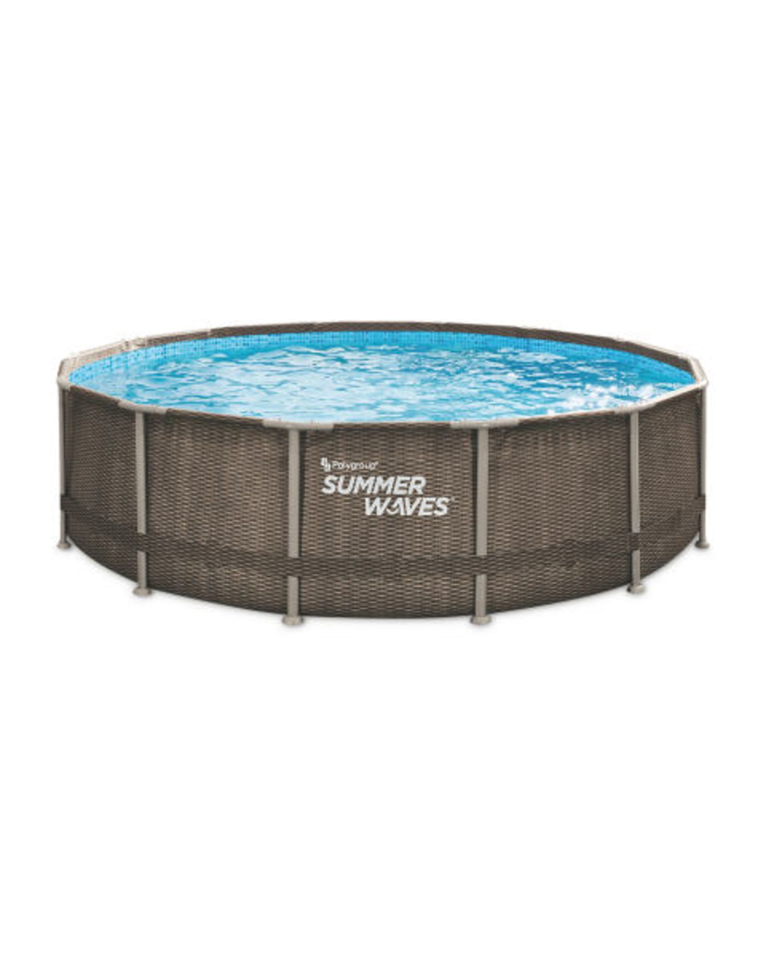 Summer Waves Rattan Frame Pool 14ft. Take a dip in this Summer Waves Rattan Frame Pool 14ft. Bring - Image 6 of 9