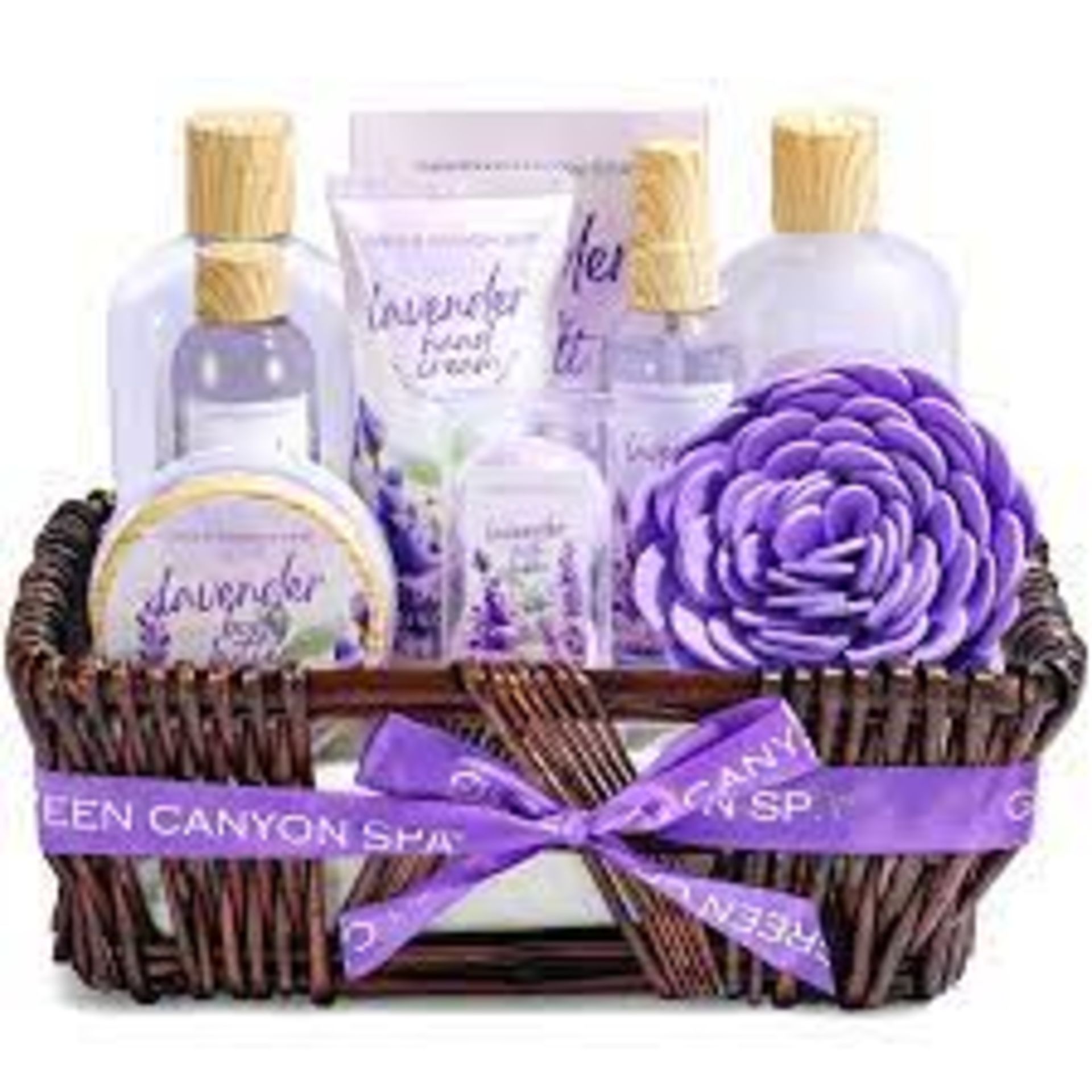 2 X NEW PACKAGED GREEN CANYON SPA Spa Gift Baskets for Women (GCS-BP-019-1)-12 Pcs Lavender Bath