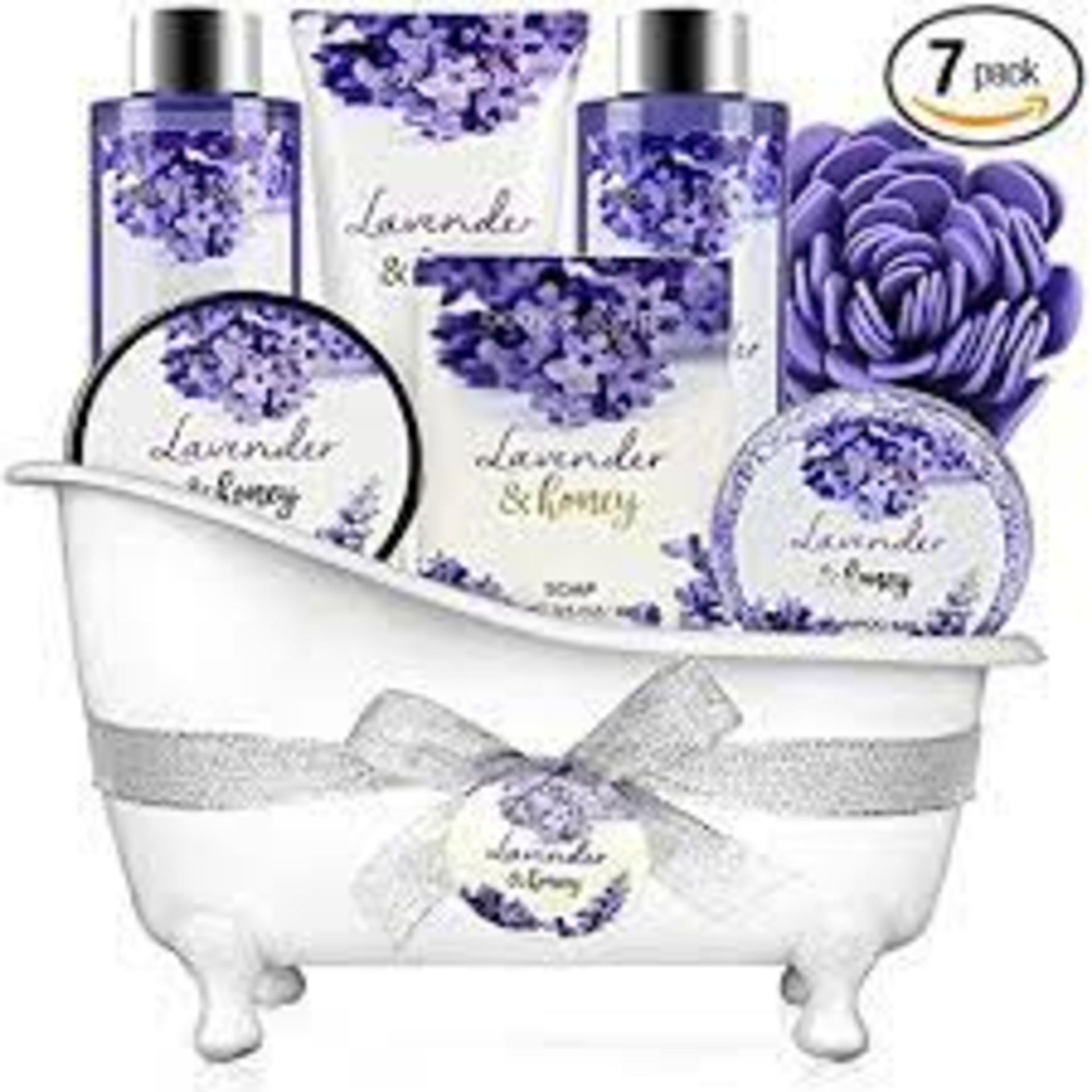 3 x NEW PACKAGED Lavender Home Spa Bathtub Set. (SKU:BEC-5-NEW). Home Spa Bath Gift Set: Items