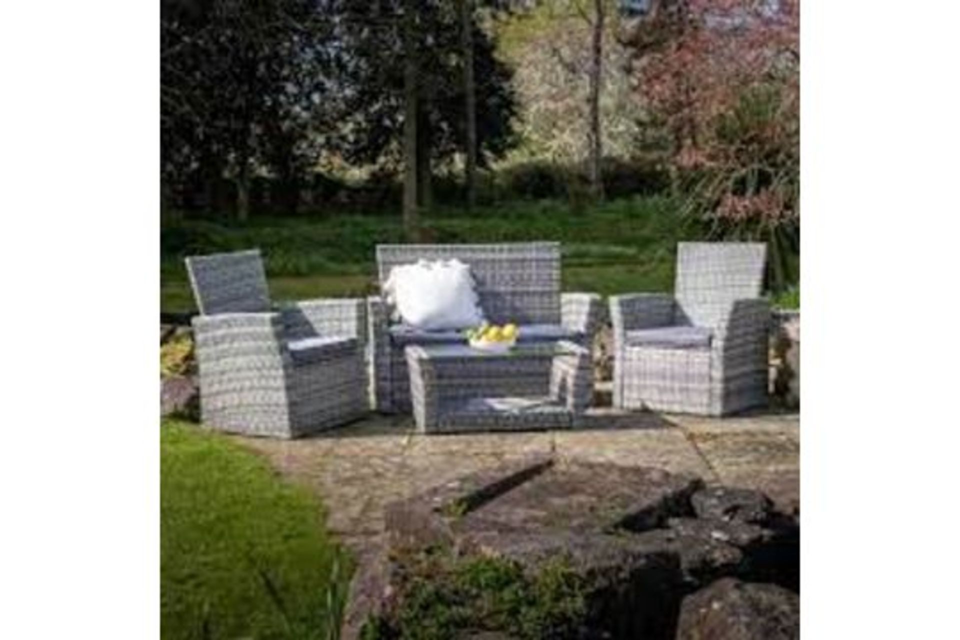 New Boxed Corfo 4 Seater Garden Furniture Set in Grey. The 4-piece garden furniture set includes a - Image 2 of 2