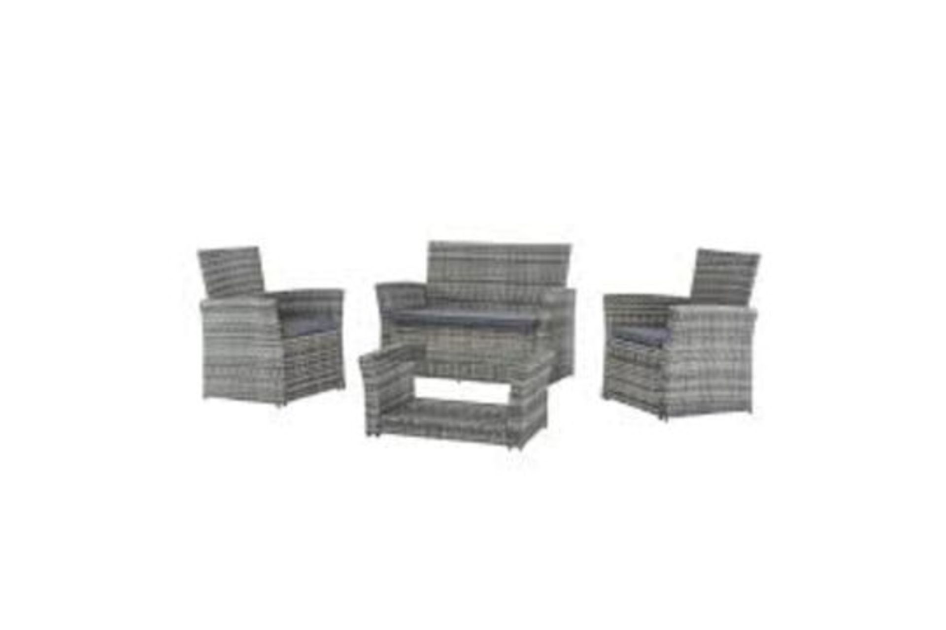 New Boxed Corfo 4 Seater Garden Furniture Set in Grey. The 4-piece garden furniture set includes a