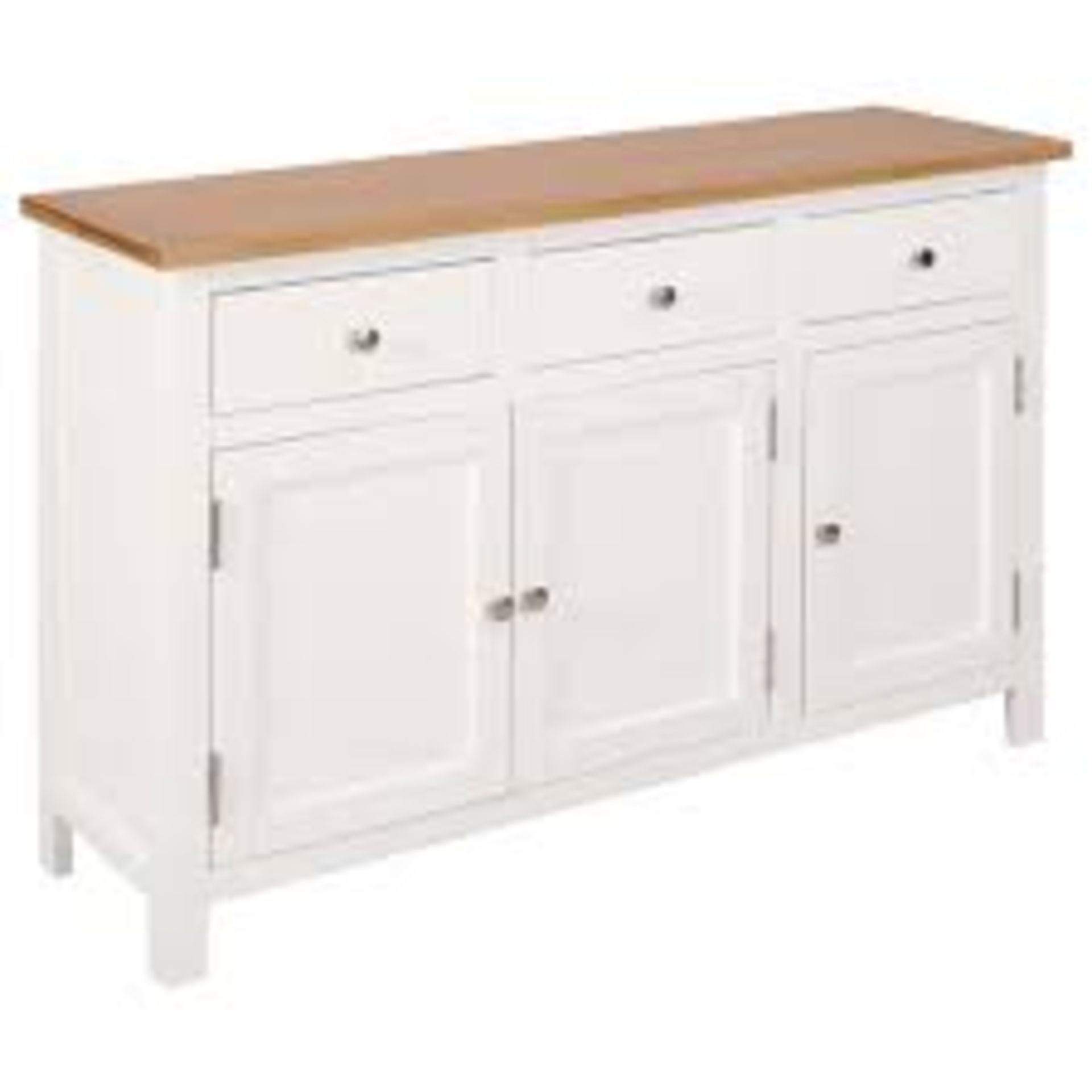 Caterina 110Cm Wide 3 Drawer Oak Solid Wood Sideboard. RRP £349.99. - SR4. This sideboard has been