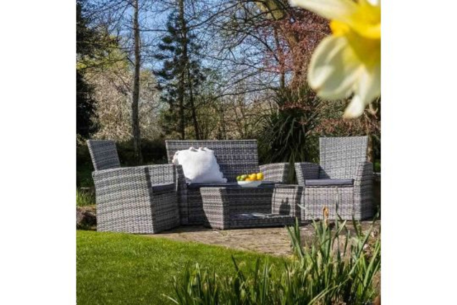 COMMERCIAL LOT 4 X New Boxed Corfo 4 Seater Garden Furniture Set in Grey. The 4-piece garden - Image 6 of 6
