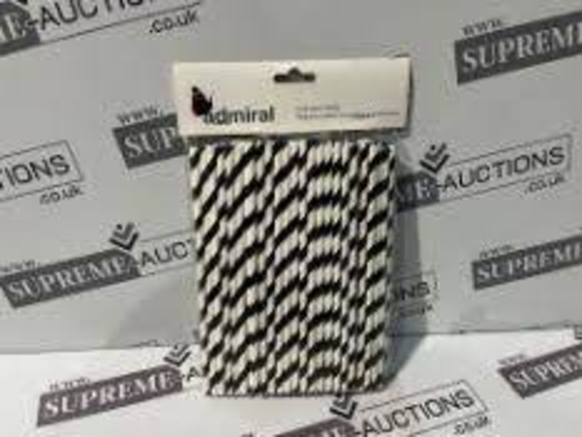 150 X BRAND NEW PACKS OF 100 ADMIRAL BLACK AND WHITE DRINKING STRAWS (ROW10)