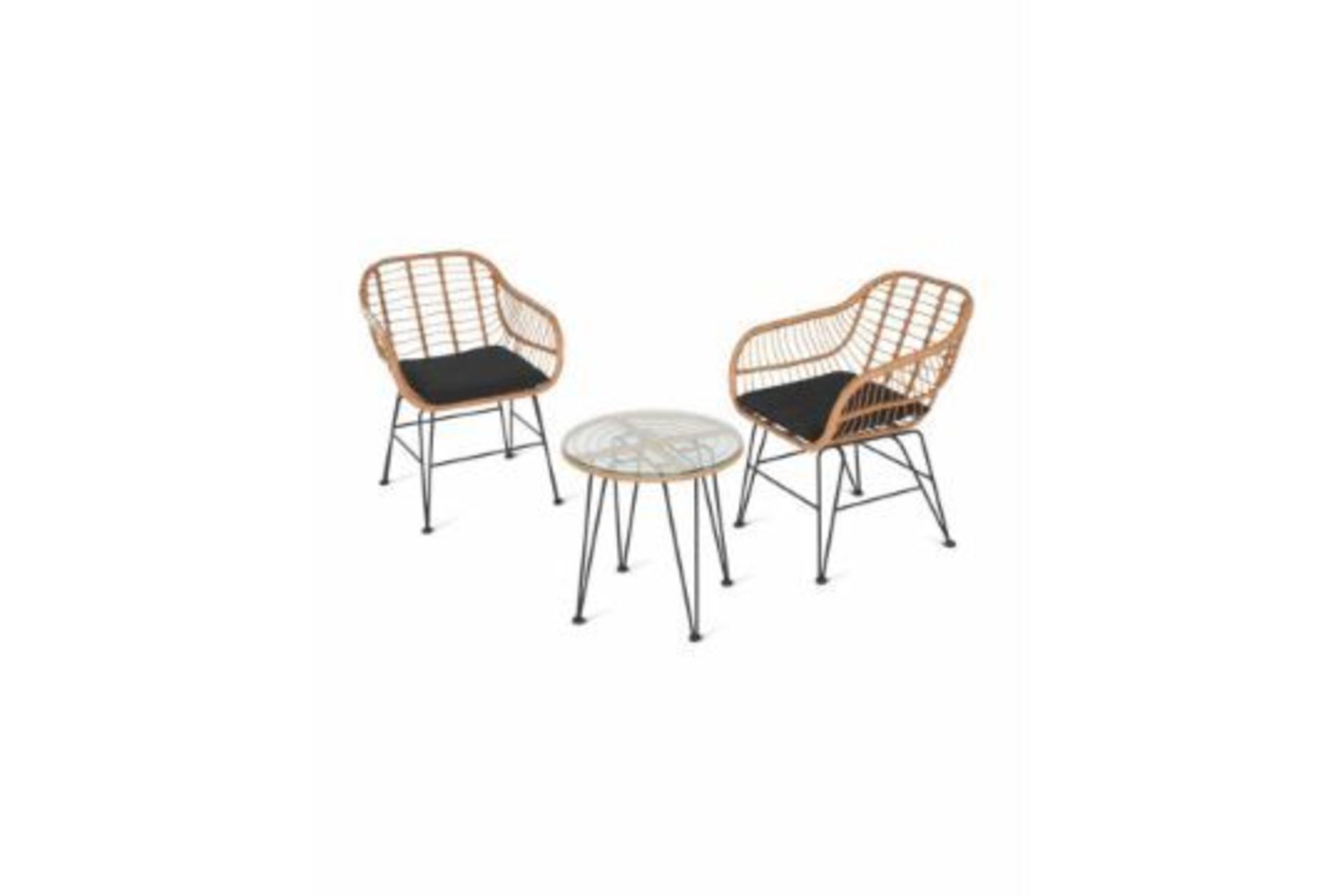 Bamboo Style Rattan Bistro Set. - H/ST. Enjoy your balcony view whilst relaxing on this stunning