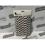 150 X BRAND NEW PACKS OF 100 ADMIRAL BLACK AND WHITE DRINKING STRAWS (ROW10)