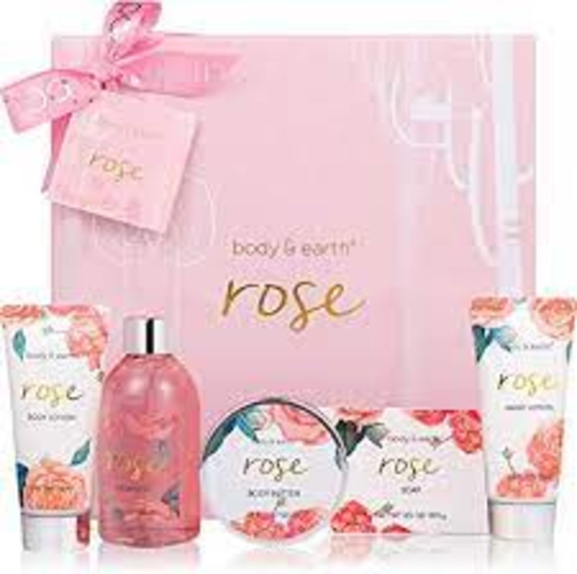 TRADE LOT 24 X NEW BOXED Body & Earth Rose Bath Spa Gift Box (BE-BP-020) Nourishing Ingredients: