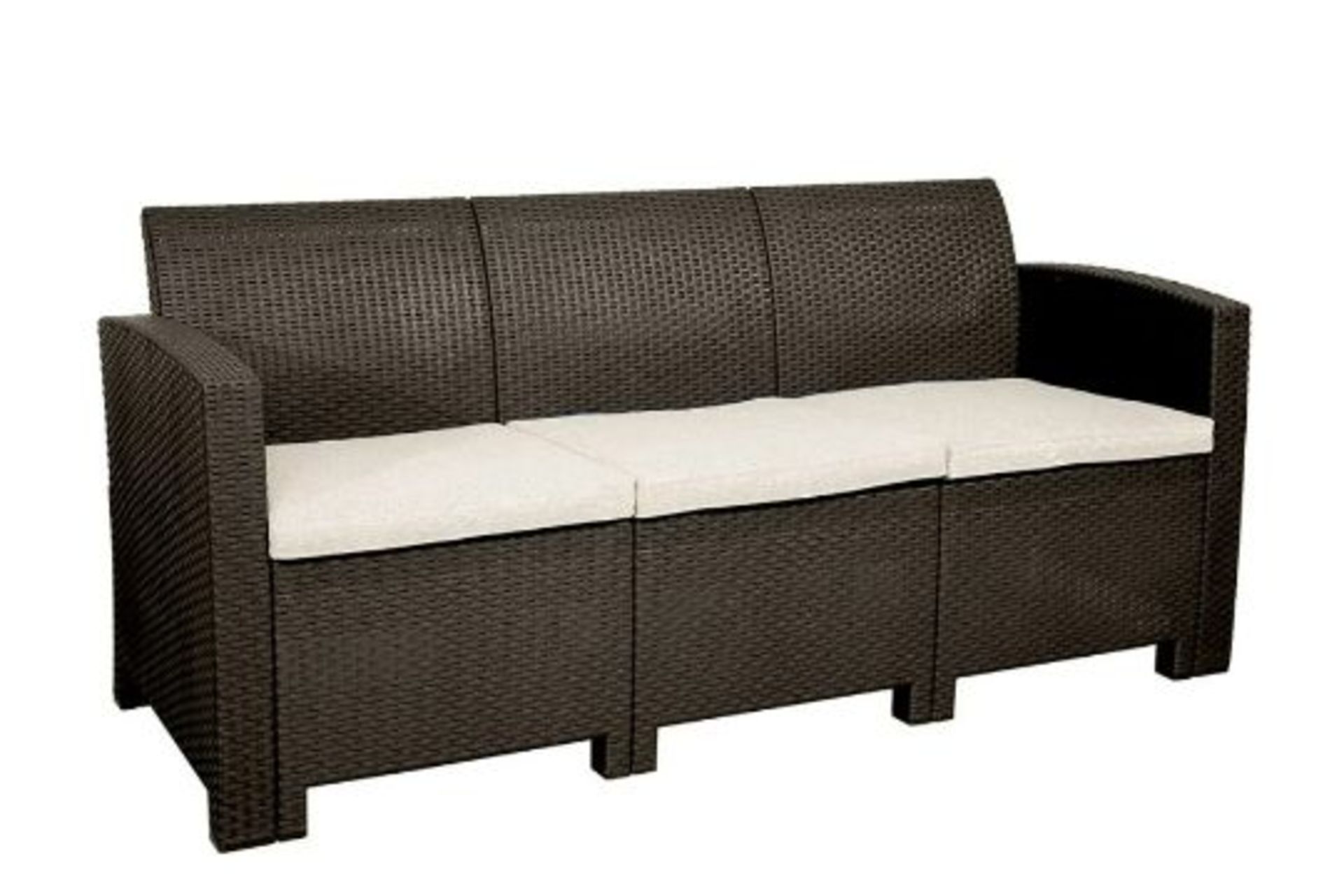 New Boxed Marbella 3-Seater Rattan-Effect Sofa in Brown. RRP £399.99. With a unique modern finish, - Image 2 of 4