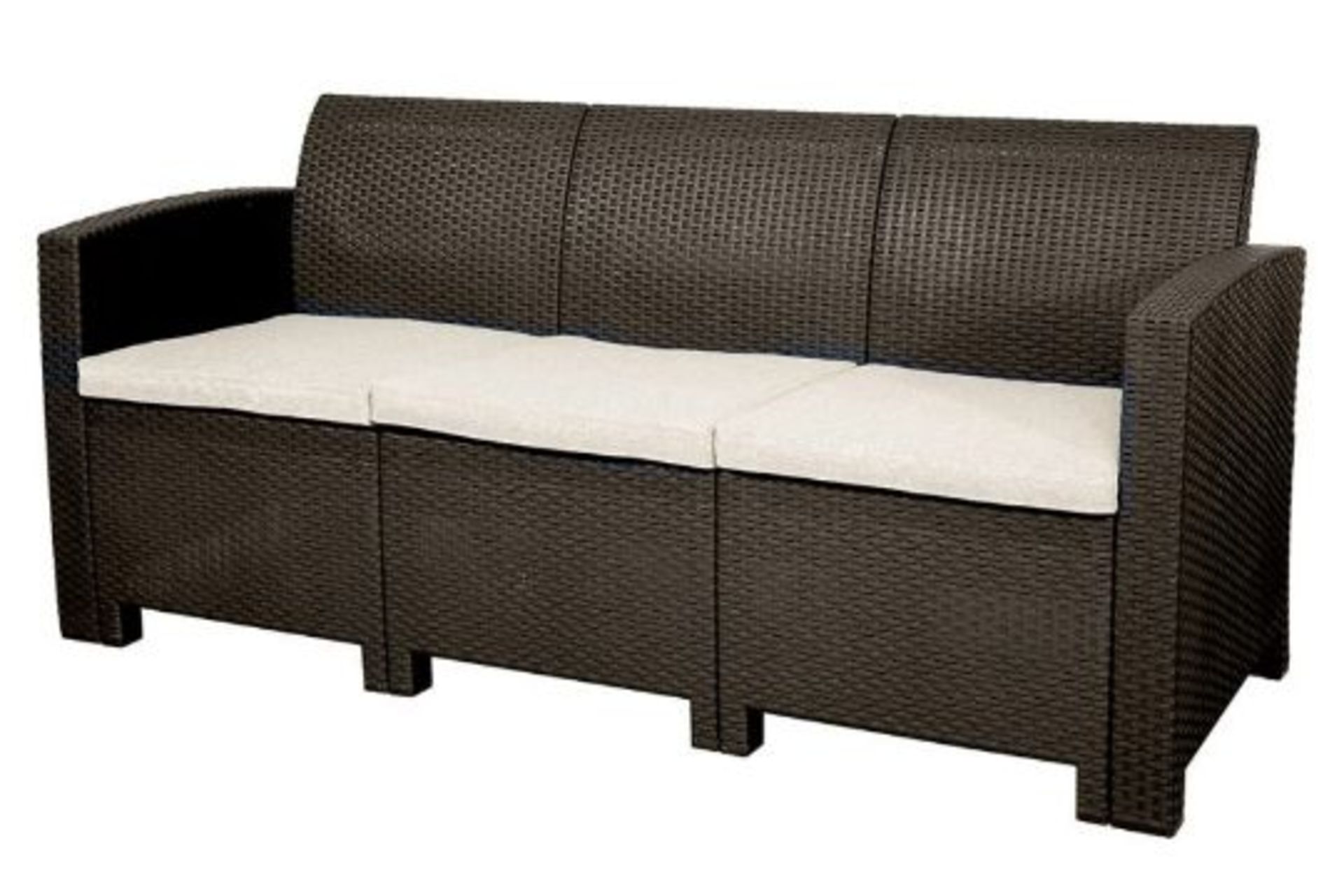 New Boxed Marbella 3-Seater Rattan-Effect Sofa in Brown. RRP £399.99. With a unique modern finish, - Image 4 of 4