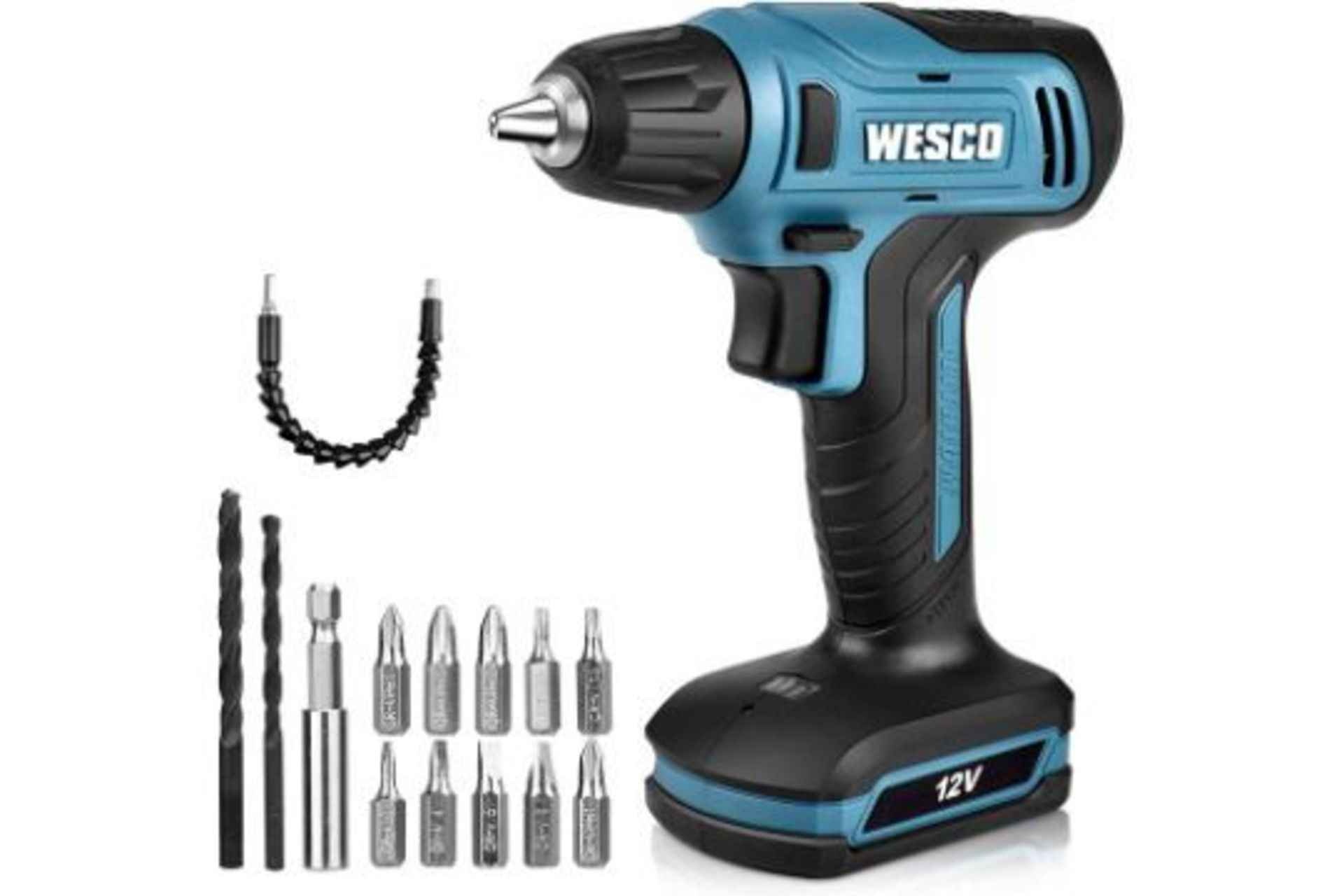2 x New Boxed WESCO Cordless Drill and Screwdriver Set, 12V Electric Screwdriver, 12 Torque Electric