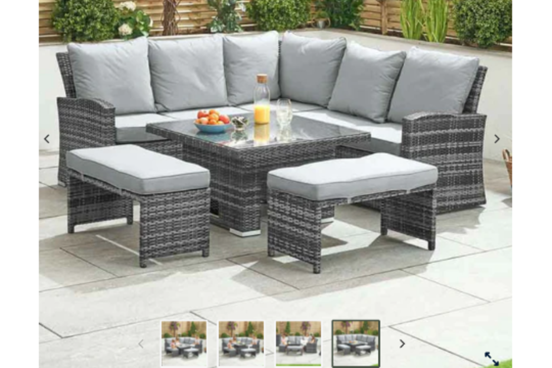 New & Boxed Nova Garden Furniture Cambridge Grey Weave Compact Corner Dining Set with Rising - Image 2 of 2