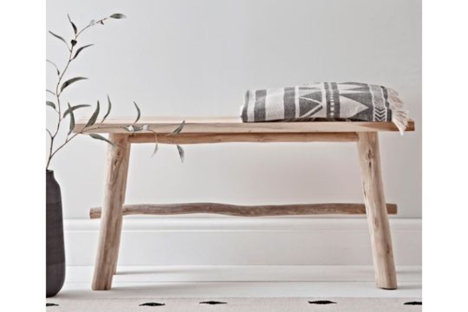 Cox & Cox Rustic Teak Bench. RRP £225. (ROW11RACK) With a fabulous driftwood style finish and rustic