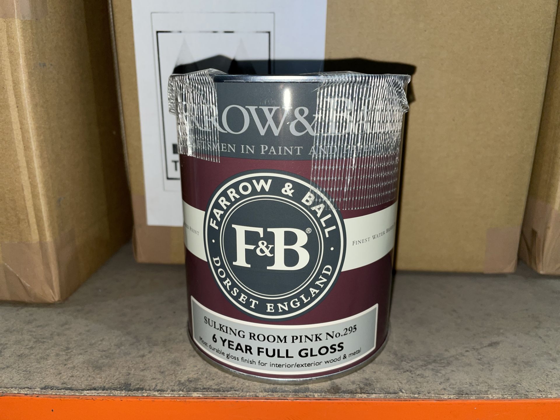 8 X BRAND NEW FARROW AND BALL SULKING ROOM PINK NO 295 GLOSS METAL AND WOOD PAINT 750ML RRP £30 EACH
