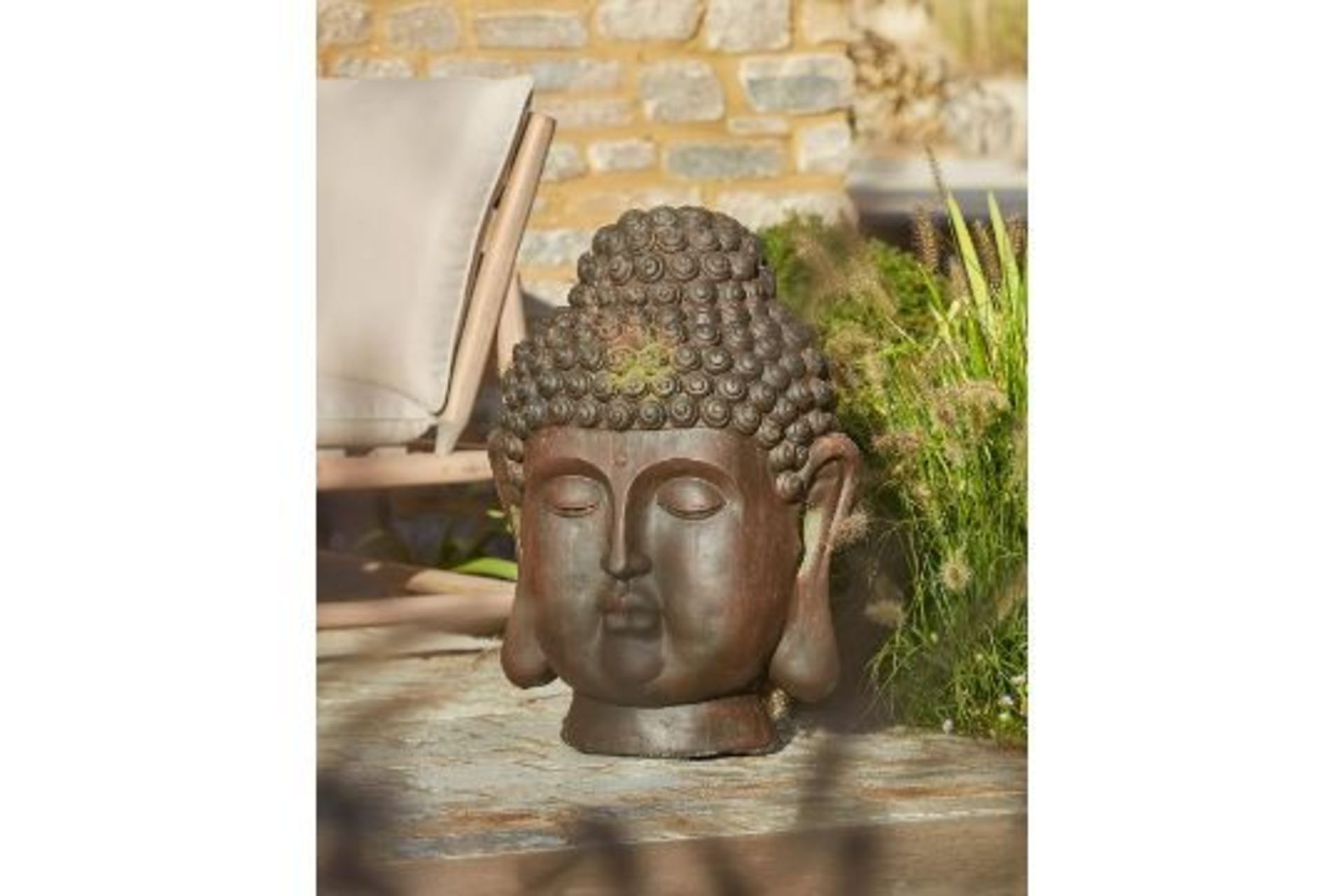 Cox & Cox Weathered Buddha Head. RRP £245. (ROW11RACK) Promote peace and tranquillity in your