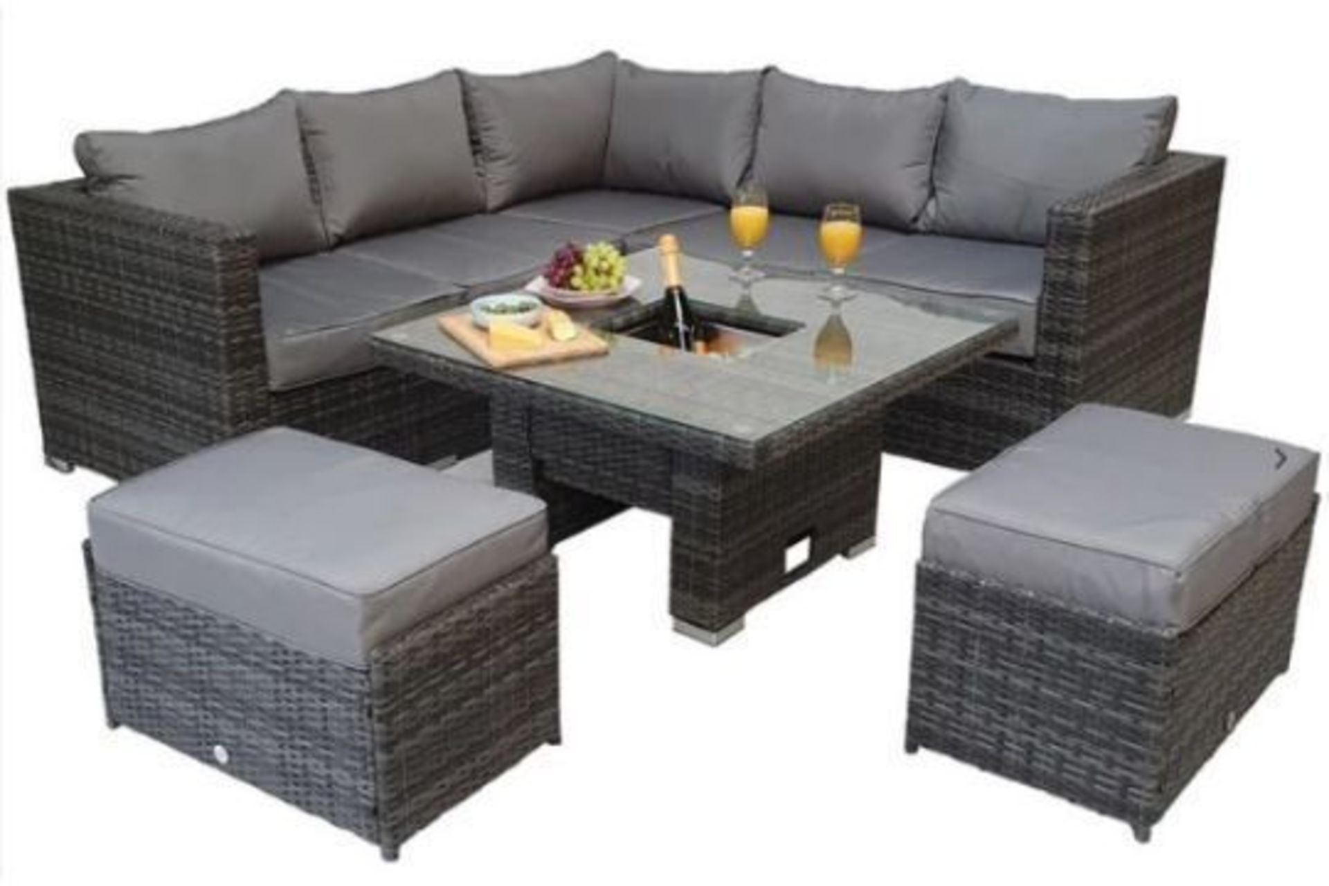 New & Boxed Luxury Signature Weave Georgia Corner Dining Set With Table. RRP £1,999. Stylish and