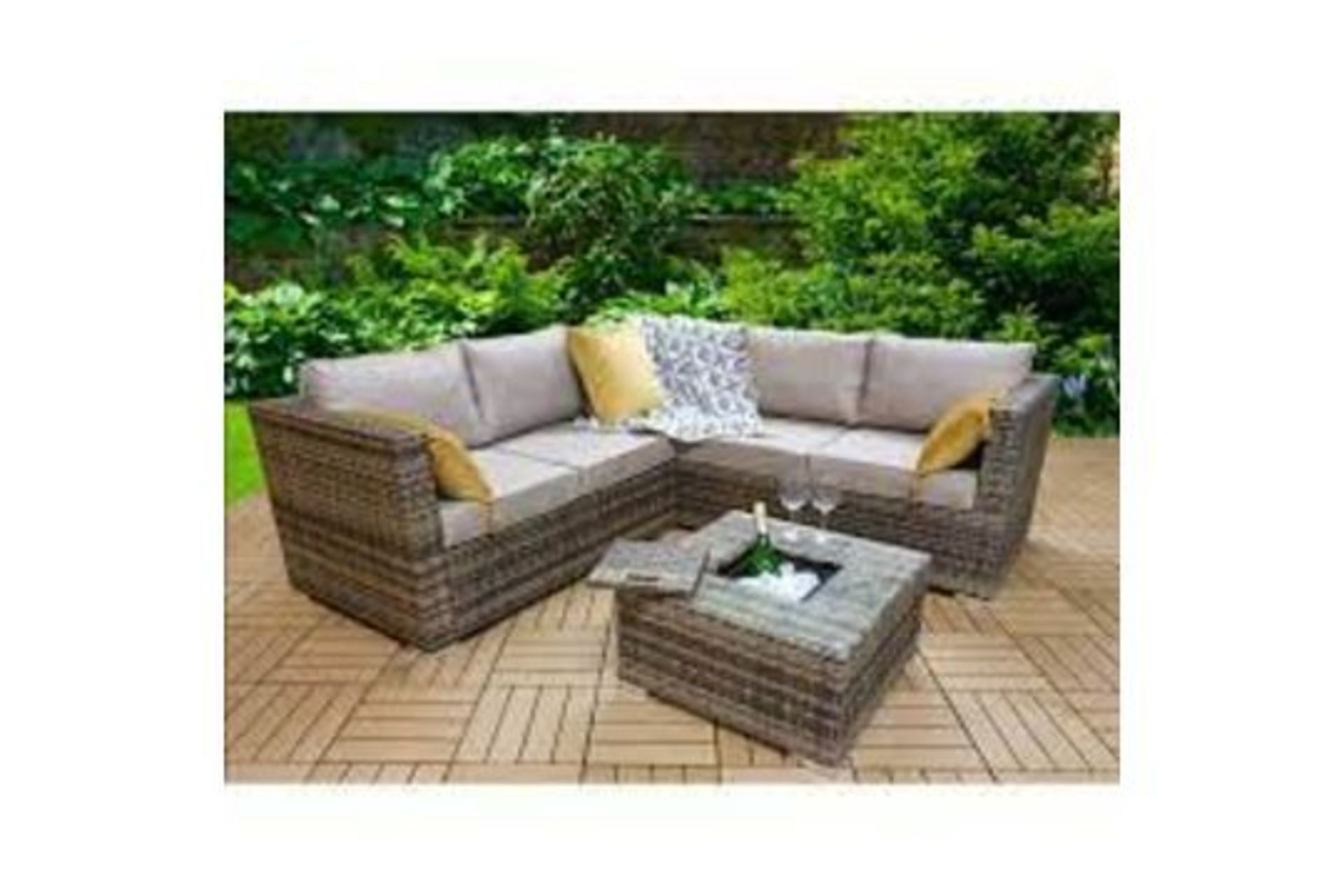 Trade Lot 3 x Signature Weave Garden Georgia Grey Corner Sofa Set with Coffee Table & Ice Bucket.