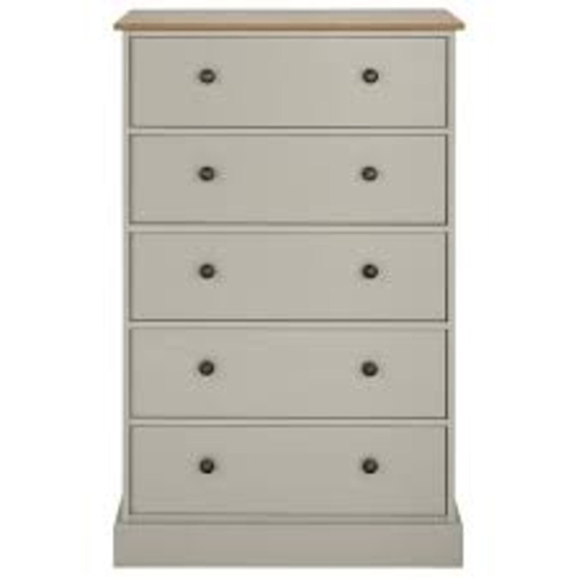 Kensington 5 Drawer Chest - Soft Grey/Oak Effect. RRP £219.00. - SR5. Create a refined, country-
