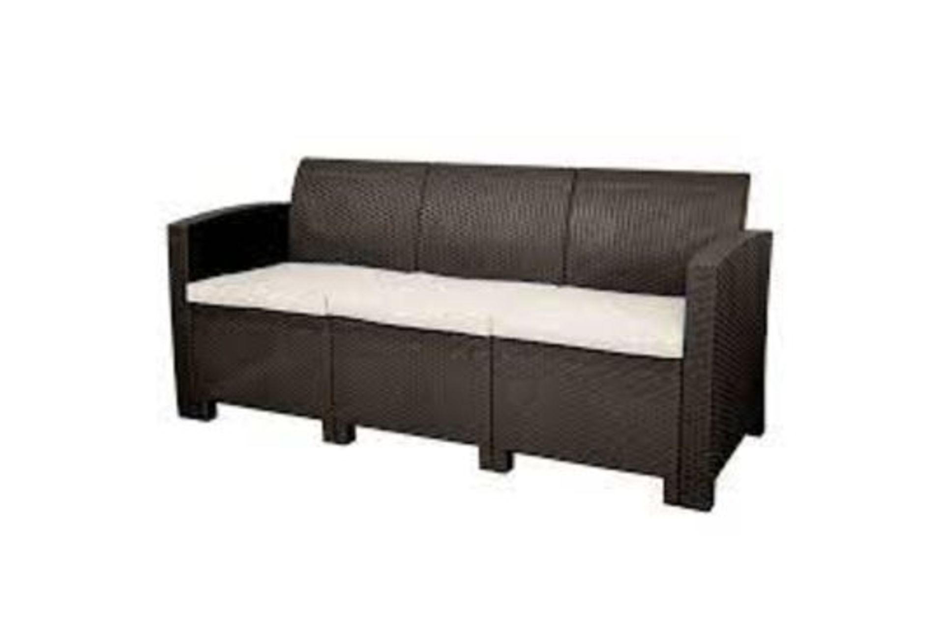 New Boxed Marbella 3-Seater Rattan-Effect Sofa in Brown. RRP £399.99. With a unique modern finish,