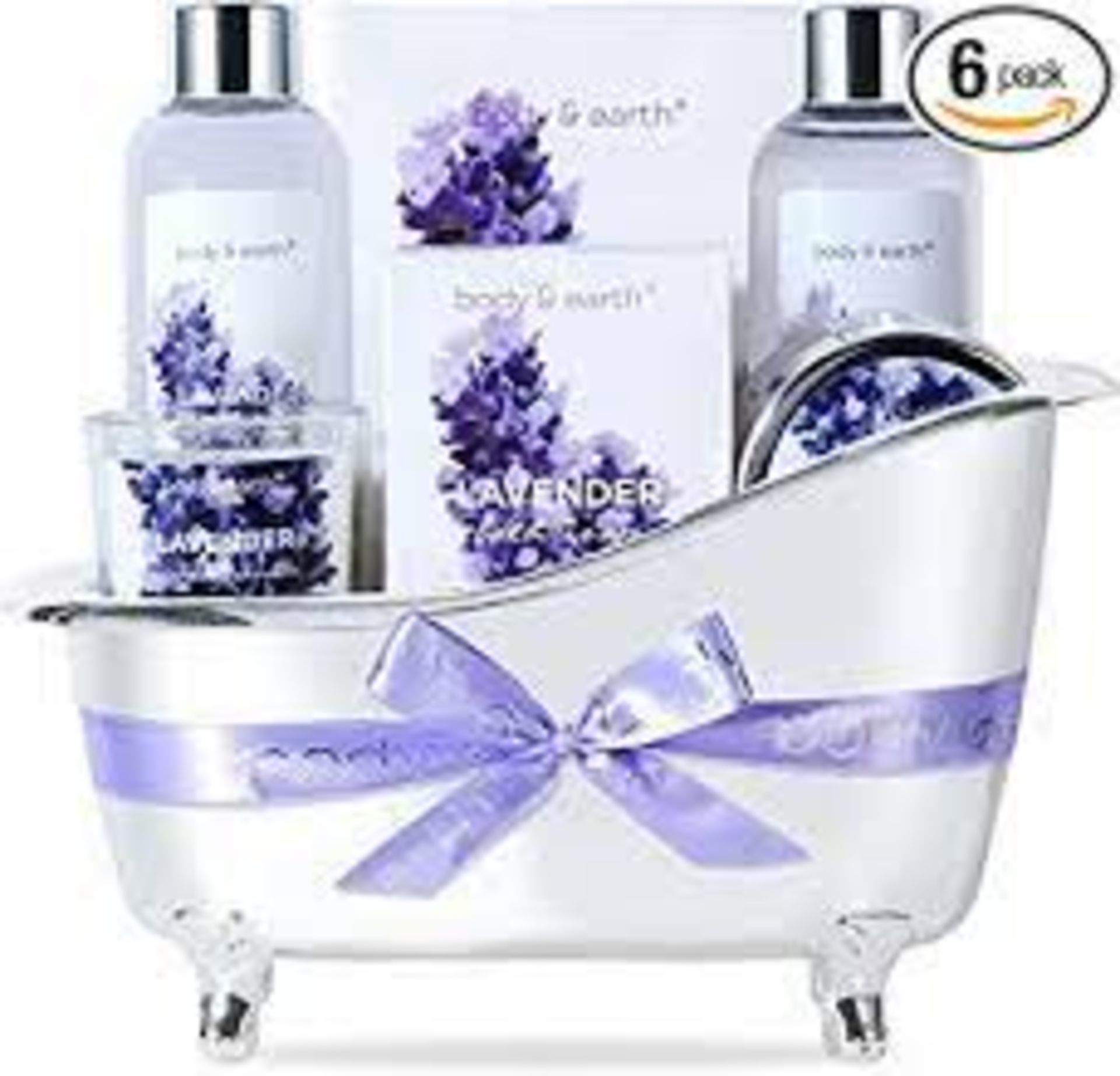 6 x NEW PACKAGED Lavender Spa Bathtub Gift Sets. (SKU: SP-18-02). Natural Bath Spa Set: Our spa gift