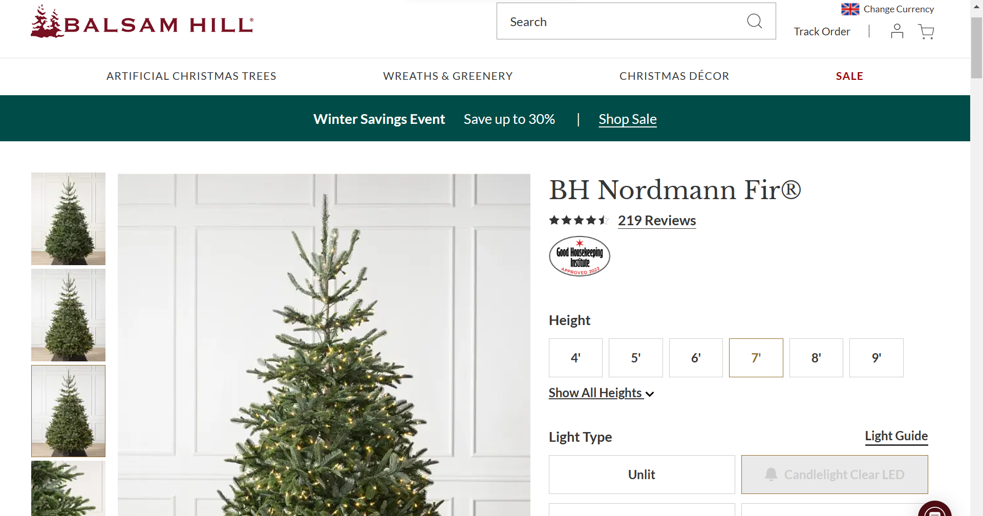 BH (The worlds leading Christmas Trees) BH Nordmann Fir® 7ft with LED Clear Lights RRP £919.00. - - Image 2 of 2