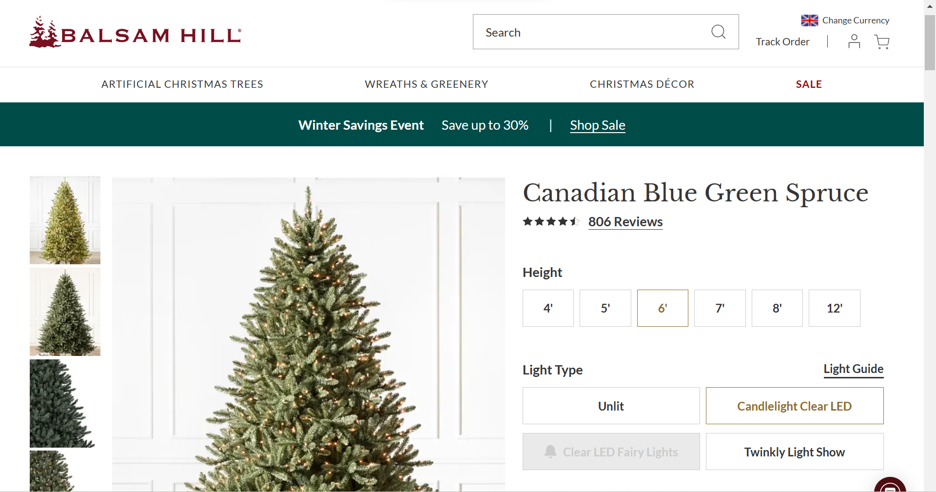 BH (The worlds leading Christmas Trees) Canadian Blue Green Spruce 6ft with LED Multi Lights. RRP £ - Image 2 of 2