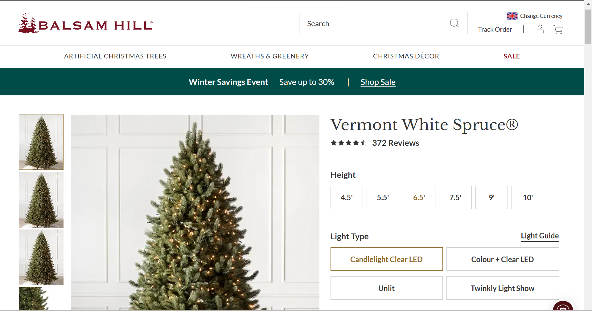 BH (The worlds leading Christmas Trees) Vermont White Spruce® 6.5ft with LED Clear Lights. RRP £ - Image 2 of 2