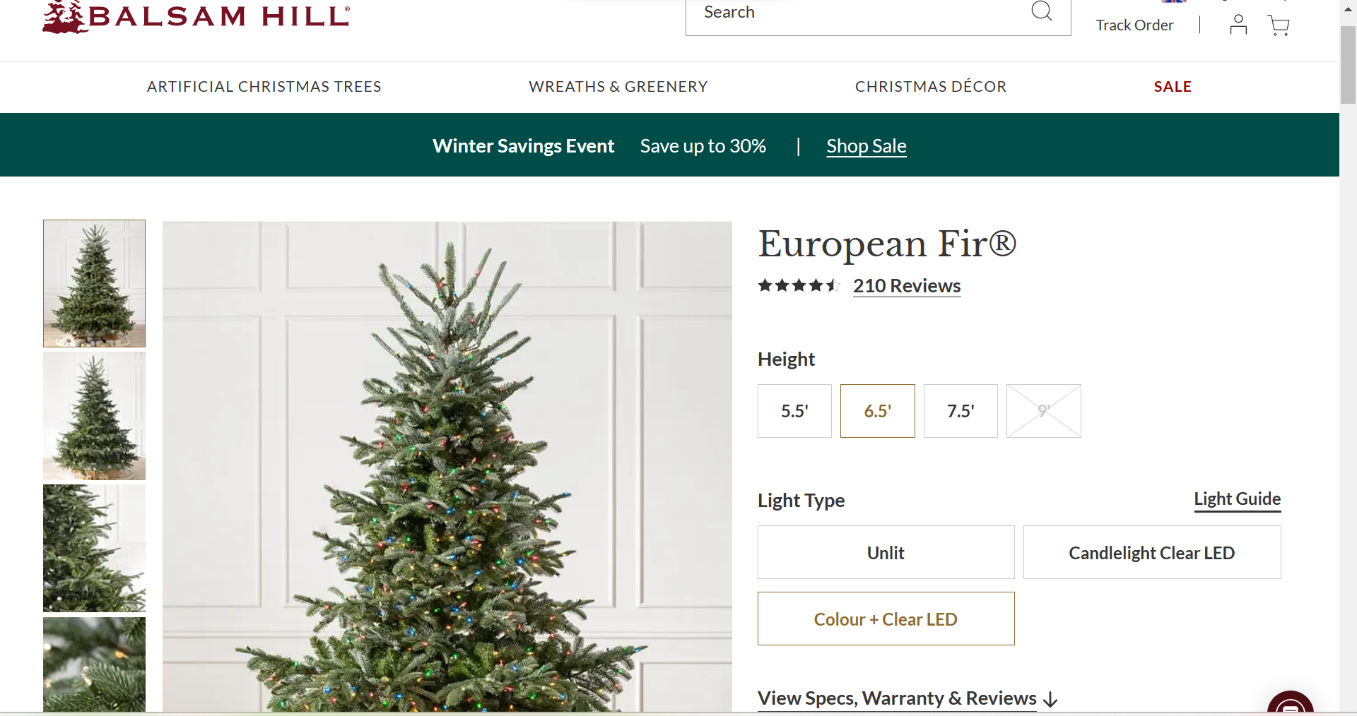 BH (The worlds leading Christmas Trees) European Fir 7.5ft with LED Clear Lights. RRP £1,079.00. - - Image 2 of 2