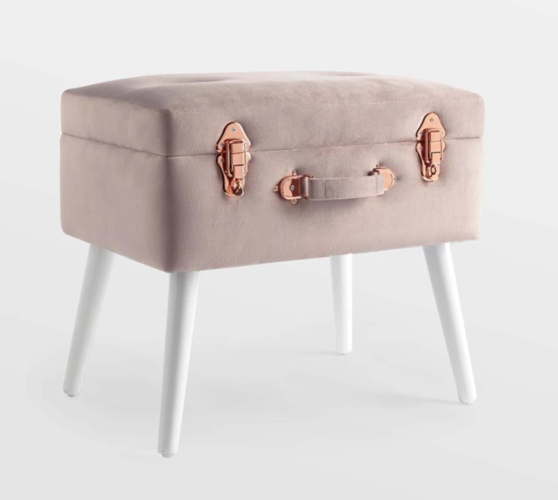 Pink Velvet Detailed Storage Stool. - BI. As beautiful to look at as it is to sink into, the plush