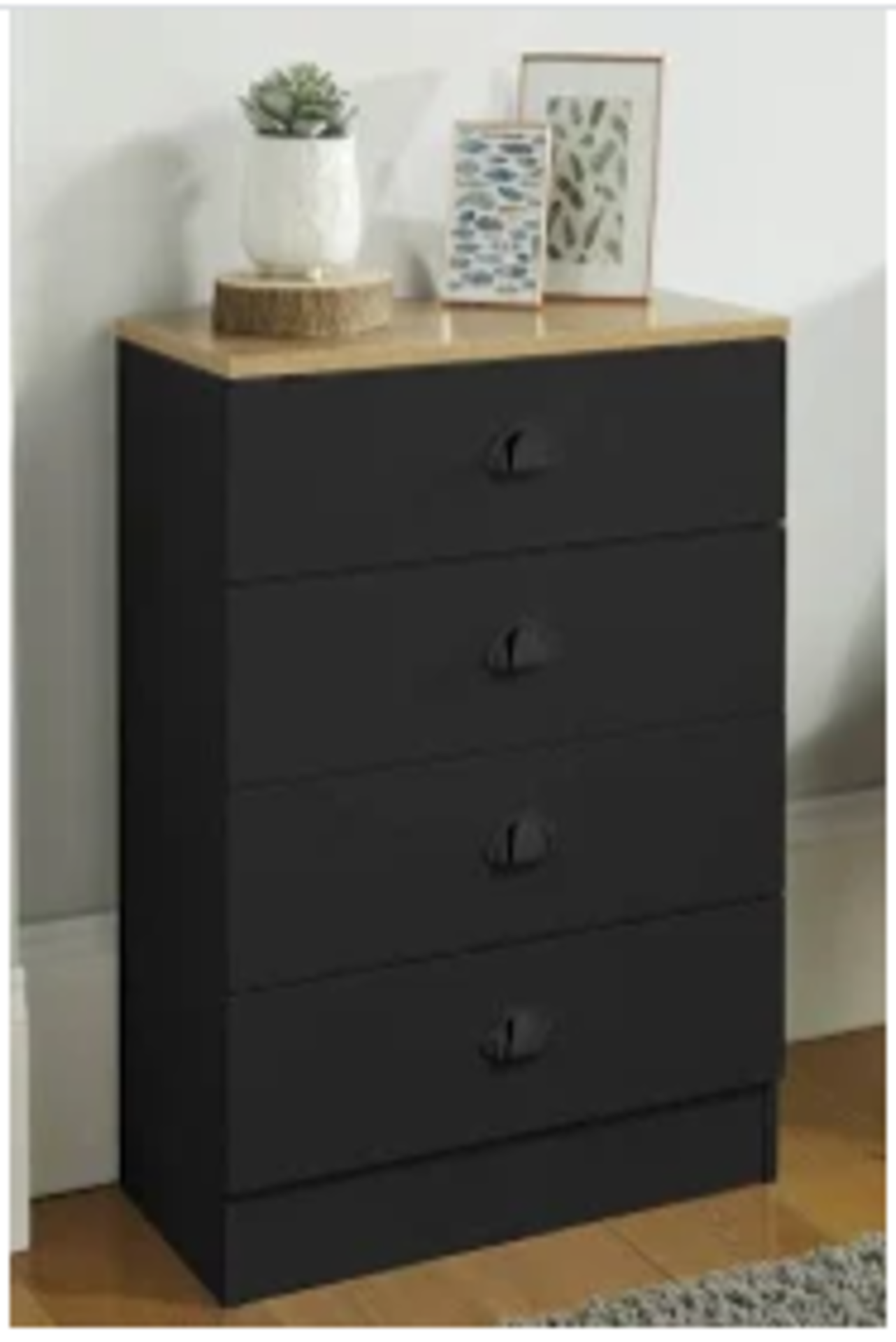 Lilsbury Black 4 Drawer Bedroom Chest of Drawers. RRP £140.00. - SR3. Boasting a classic design, the