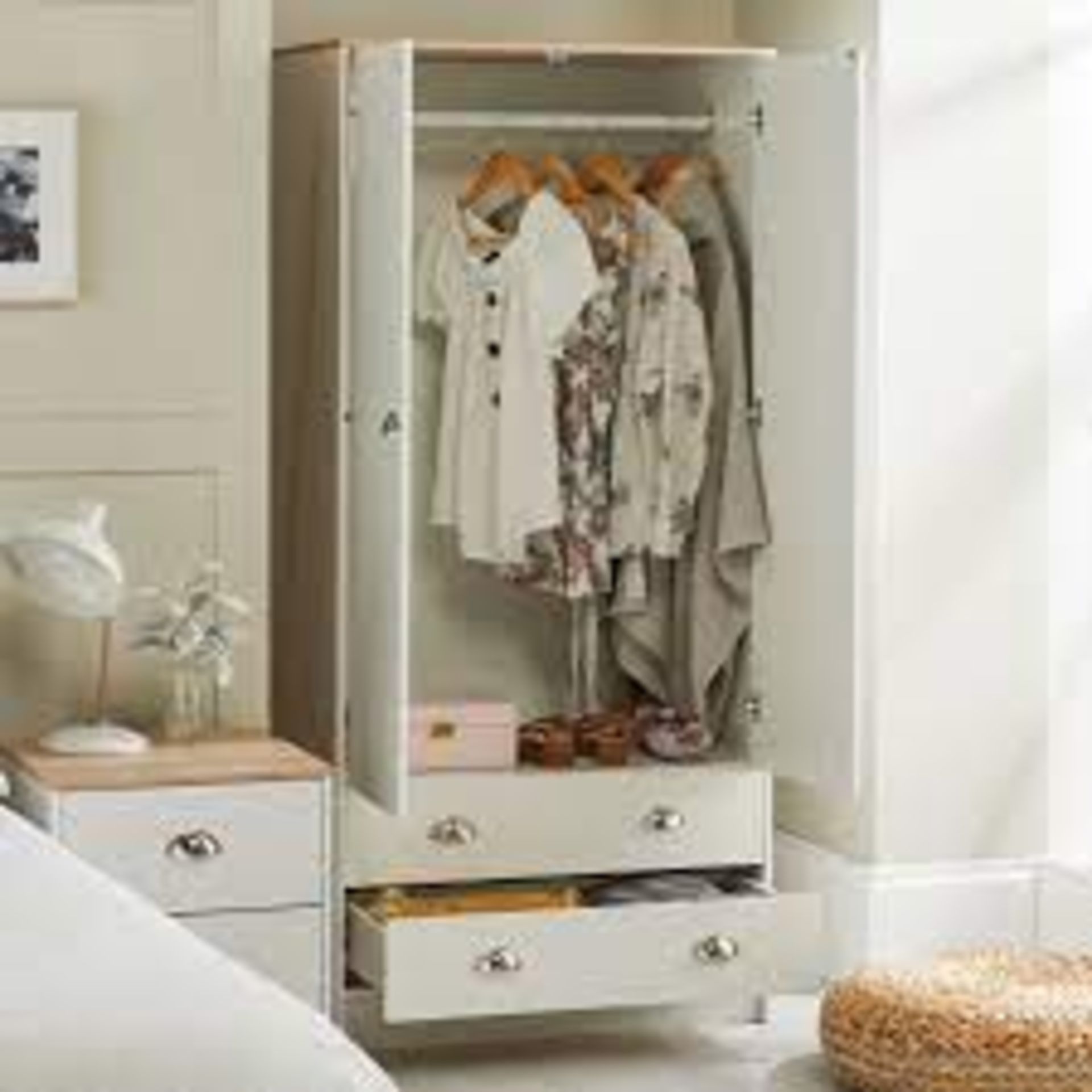 Lilsbury Cream 2 Door Bedroom Wardrobe. RRP £250.00 - SR3. A classic for any bedroom, the Two Door - Image 2 of 2