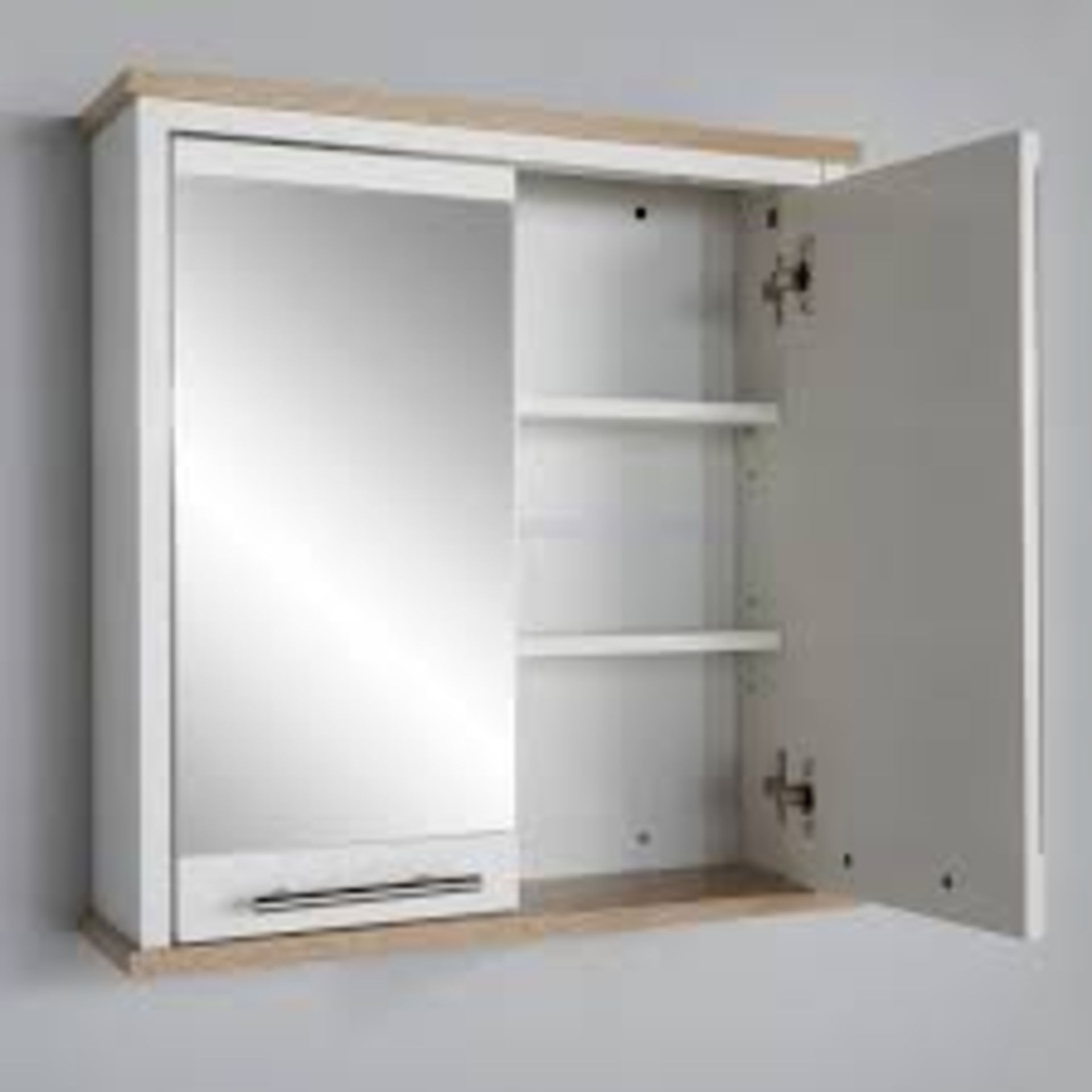 Hertford Two-Tone White Double Door Mirrored Bathroom Cabinet. - SR3. The Two-Toned Mirrored - Image 2 of 2