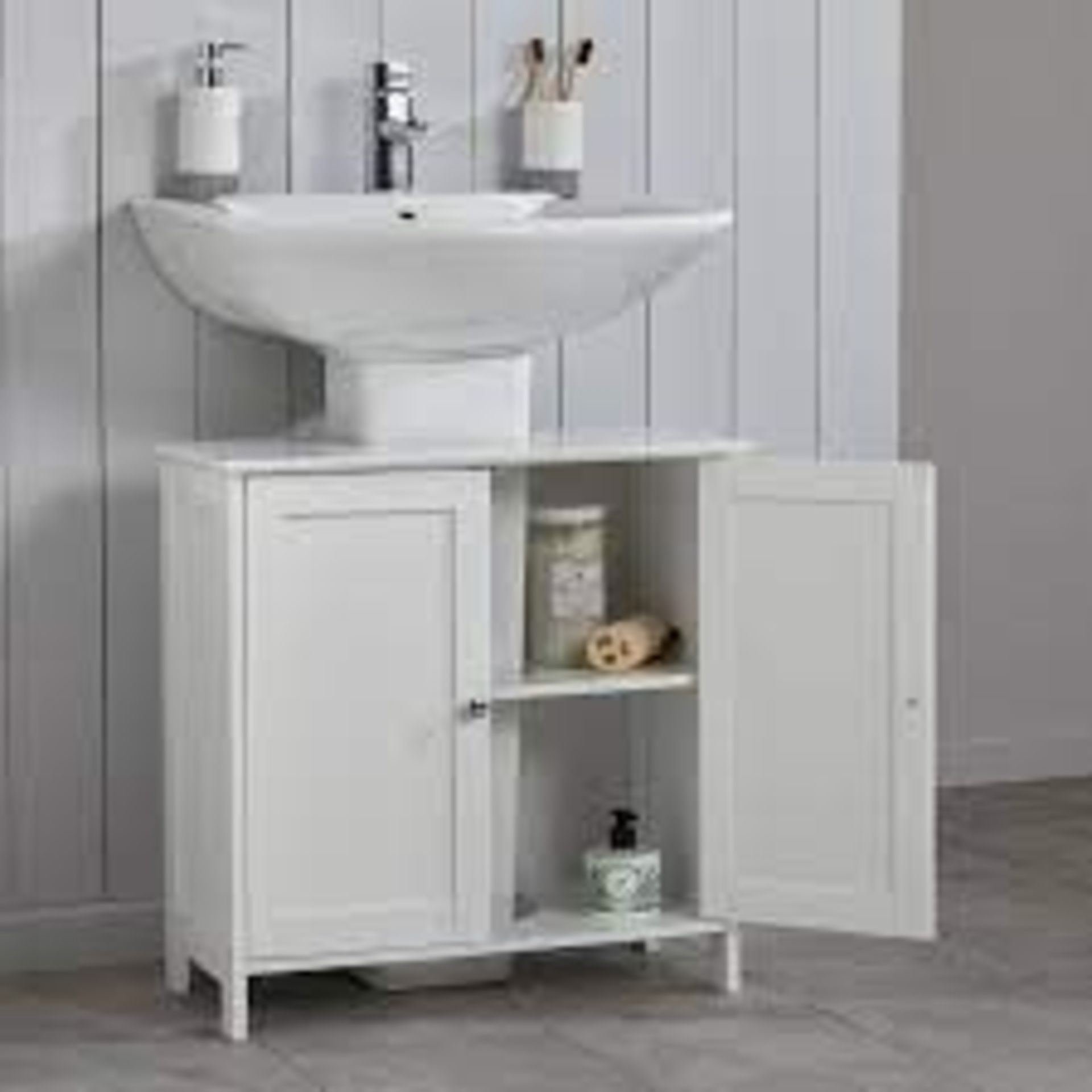 Ashby White Tongue & Groove Bathroom Under Sink Cabinet. - SR3. Utilise unused space around your - Image 2 of 2